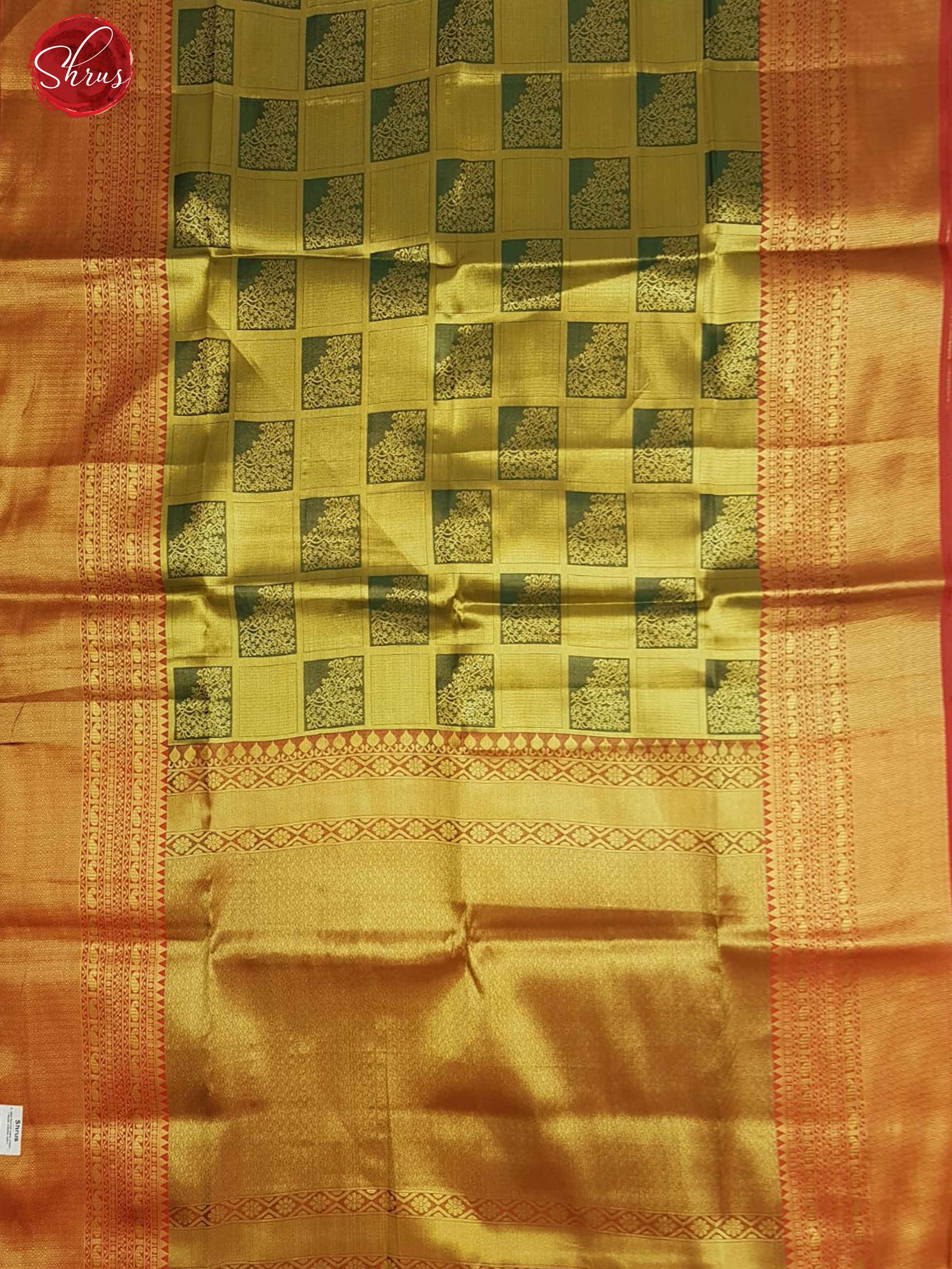 Green & Red - Semi Kanchipuram Dola Silk with Zari brocade on the body & Contrast Zari Border - Shop on ShrusEternity.com