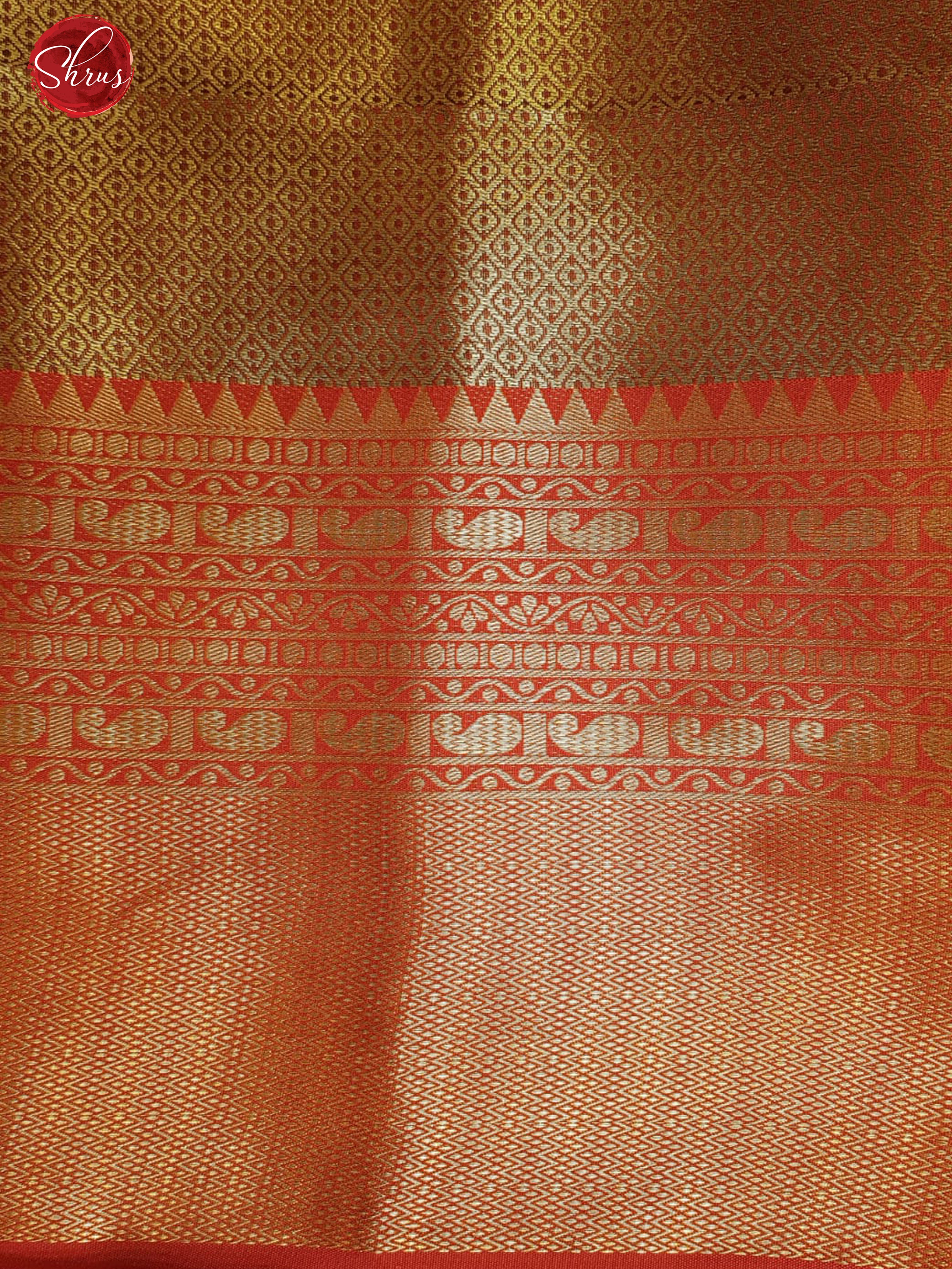 Green & Red - Semi Kanchipuram Dola Silk with Zari brocade on the body & Contrast Zari Border - Shop on ShrusEternity.com