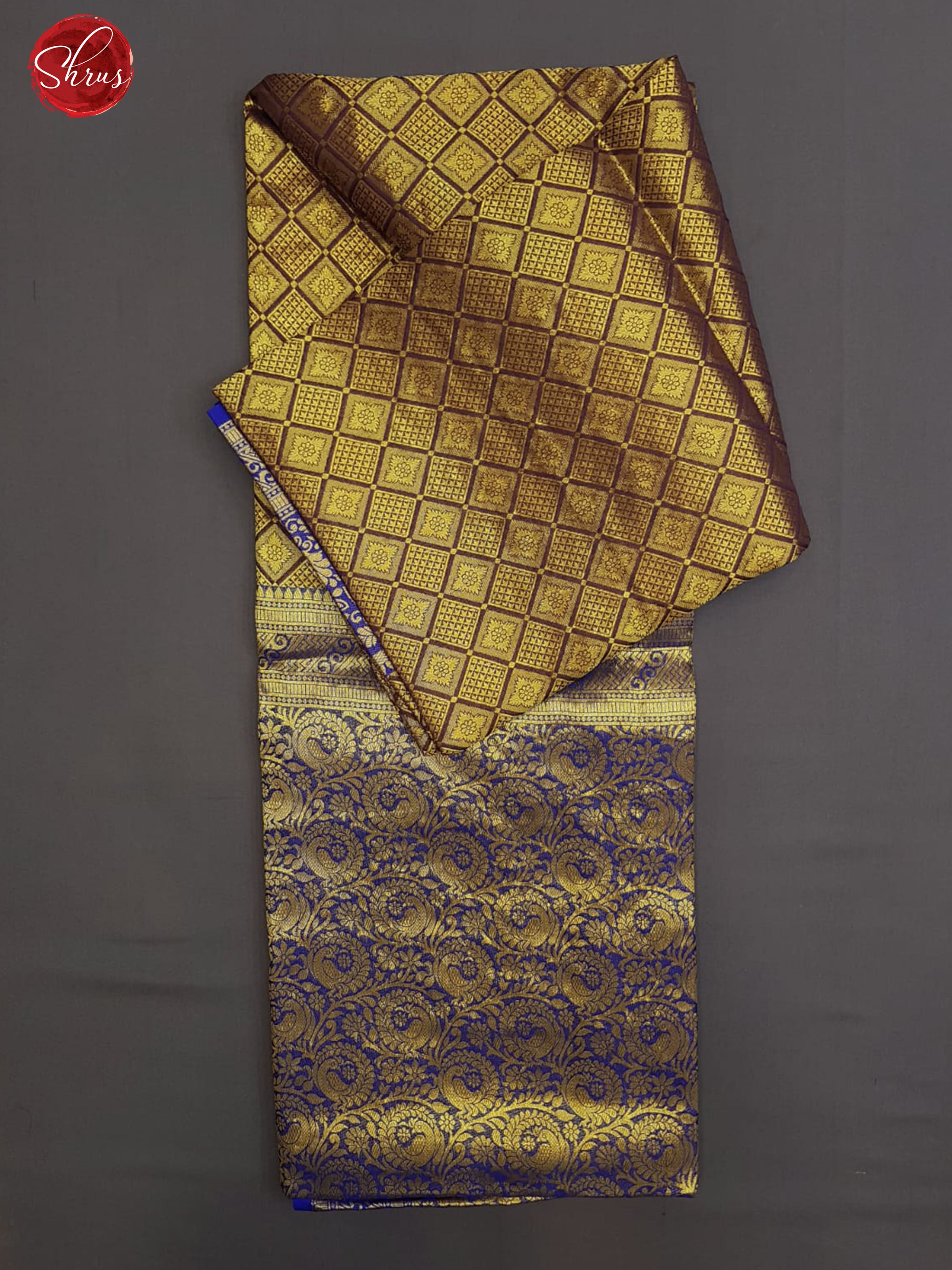 Purple & Blue - Semi Kanchipuram Dola Silk with zari woven brocade on the body & Contrast zari Border - Shop on ShrusEternity.com
