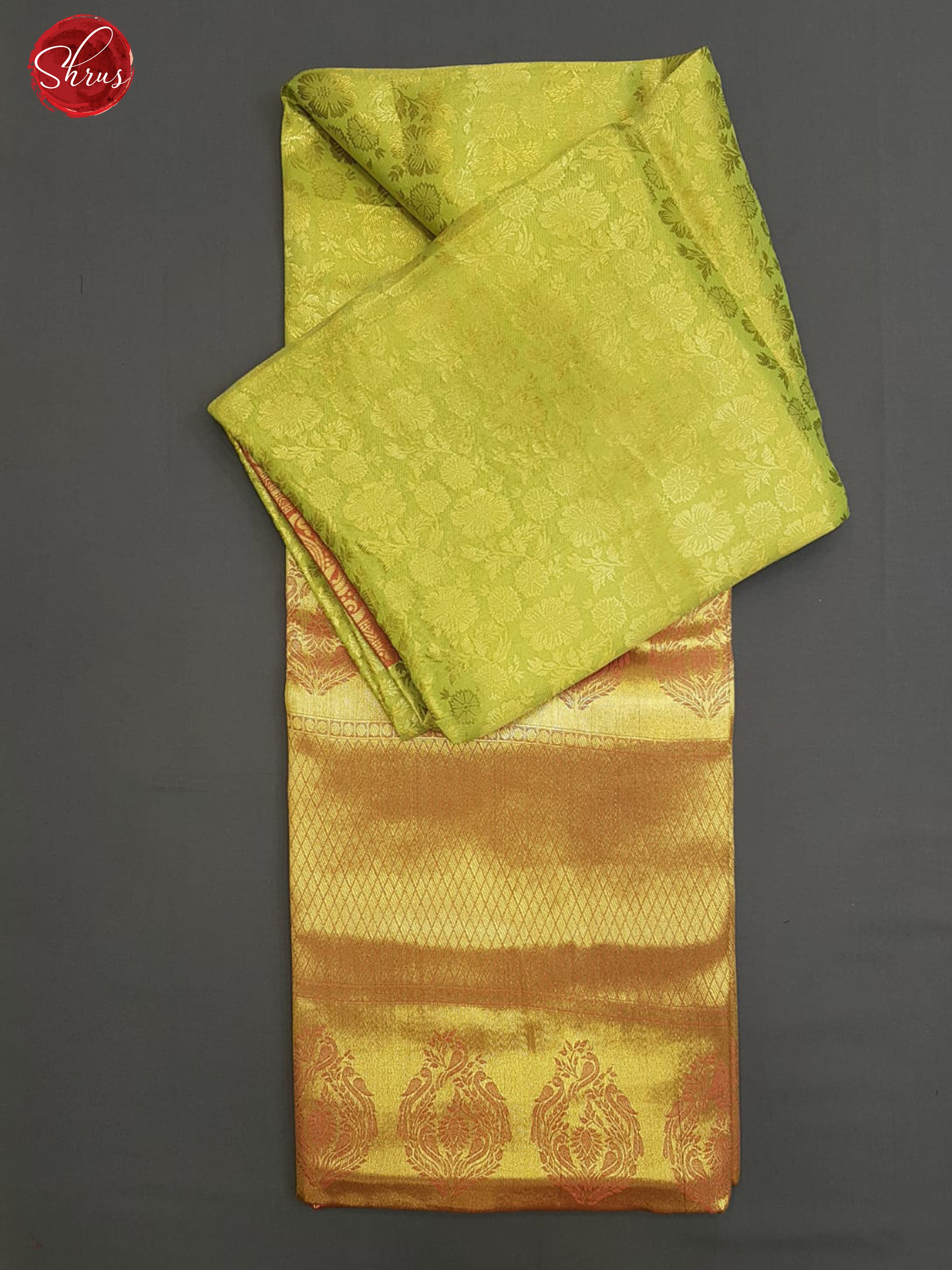 Green & Red - Semi Kanchipuram Dola Silk with zari woven brocade on the body & Contrast Zari Border - Shop on ShrusEternity.com