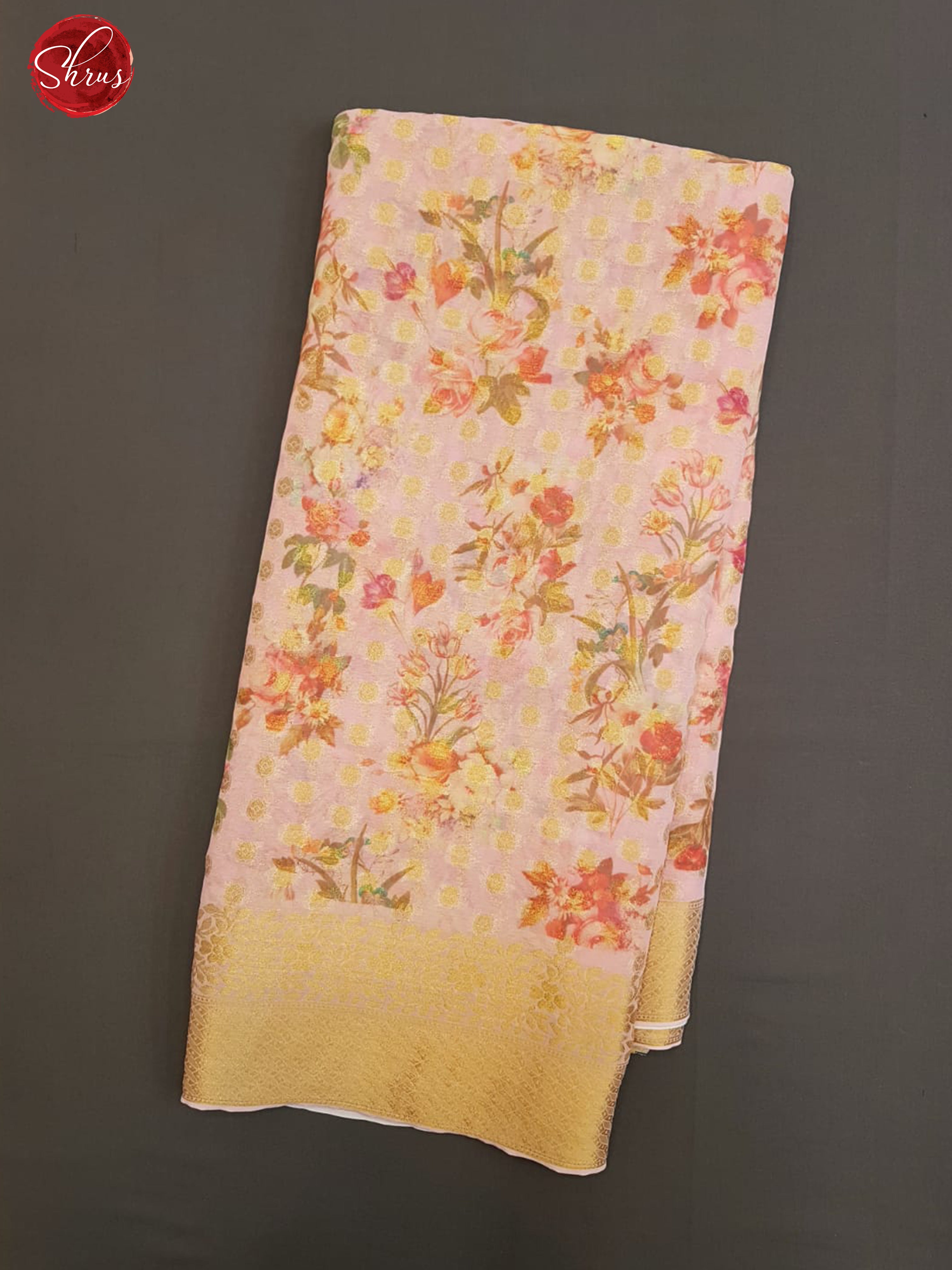 Light Pink (Single tone)- Semi Chiffon with zari floral buttas, floral print on the body & Zari Border - Shop on ShrusEternity.com