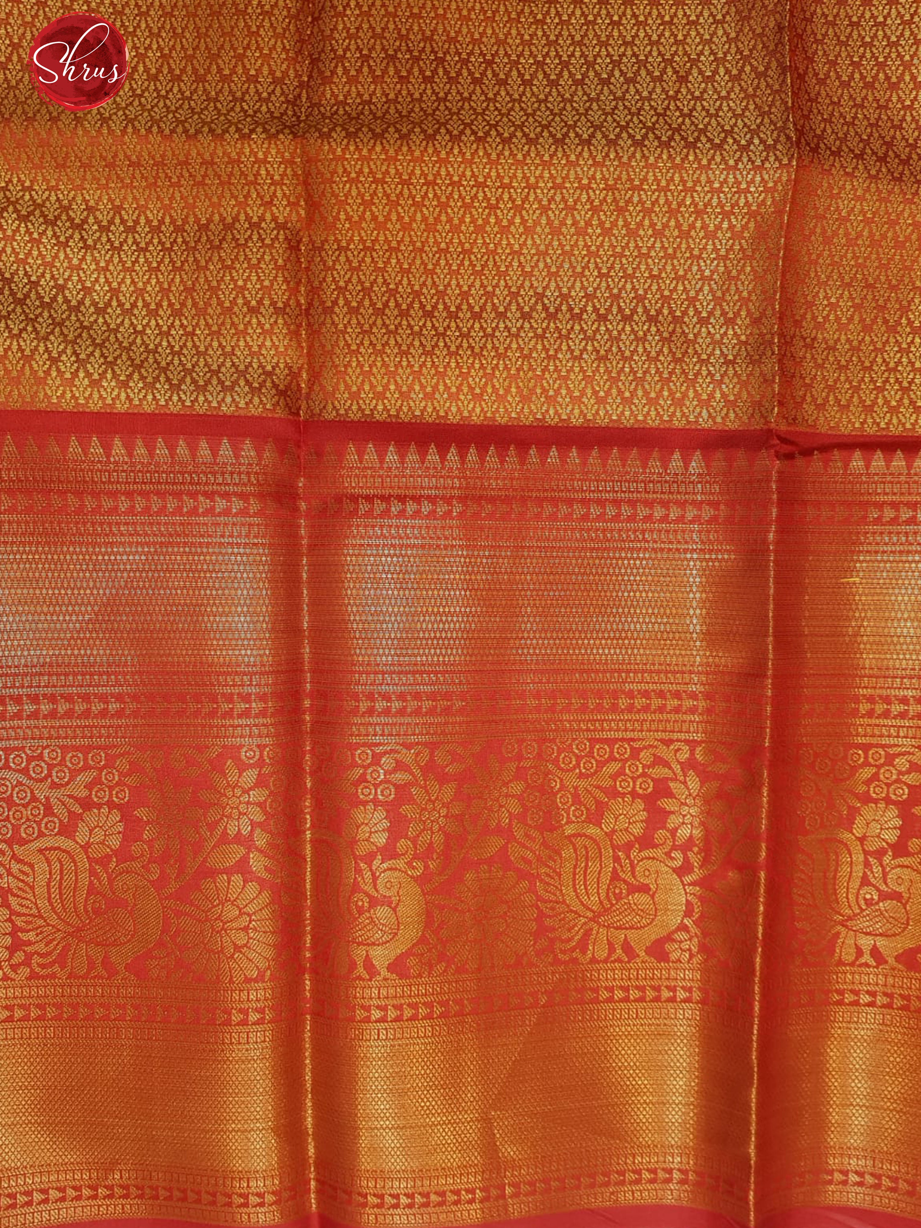 Cream & Red -Semi Dupion with digital print on the body and contrast zari border - Shop on ShrusEternity.com