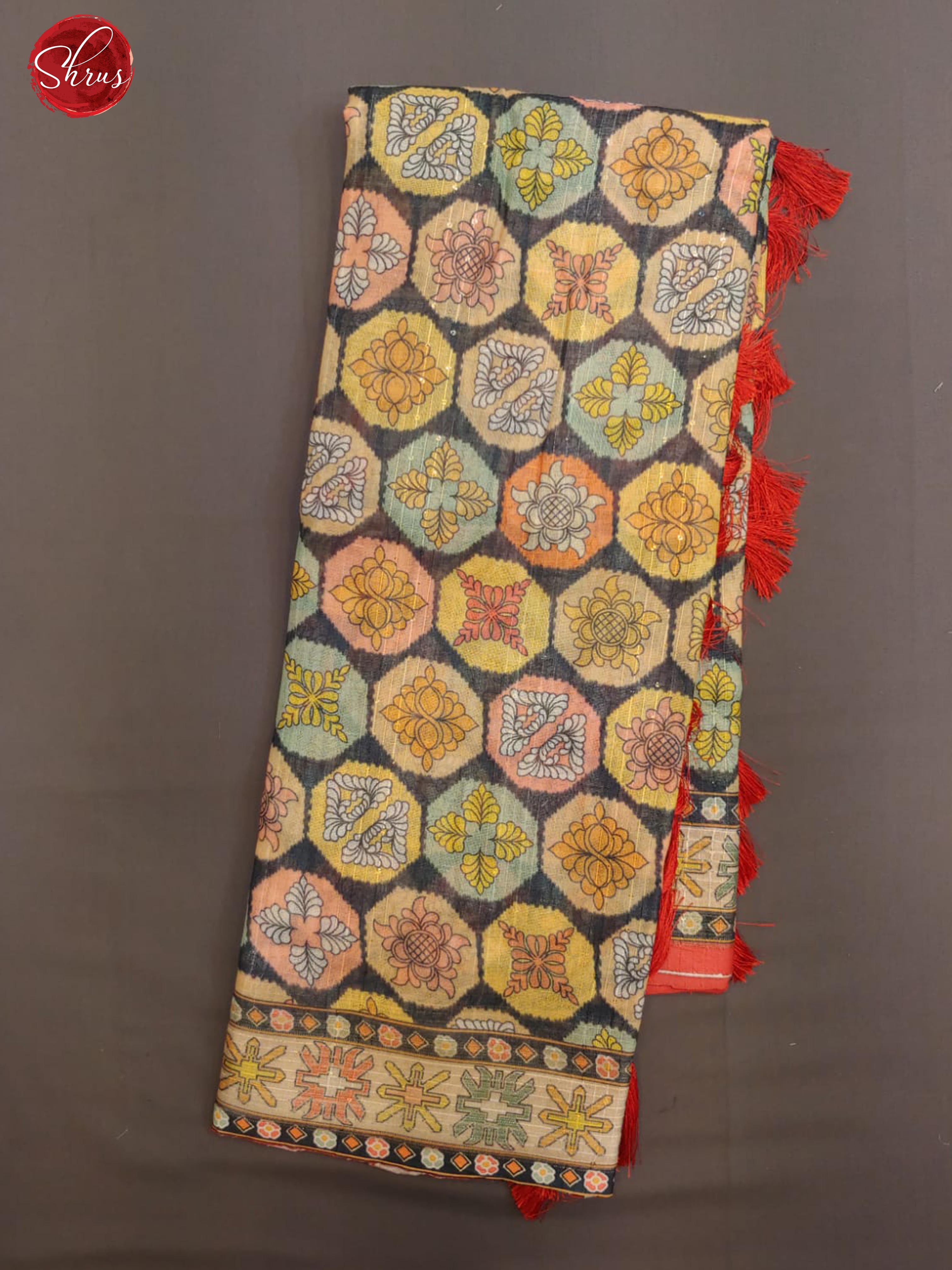 Dark Blue & Red - Art Linen with printed Body & Border - Shop on ShrusEternity.com