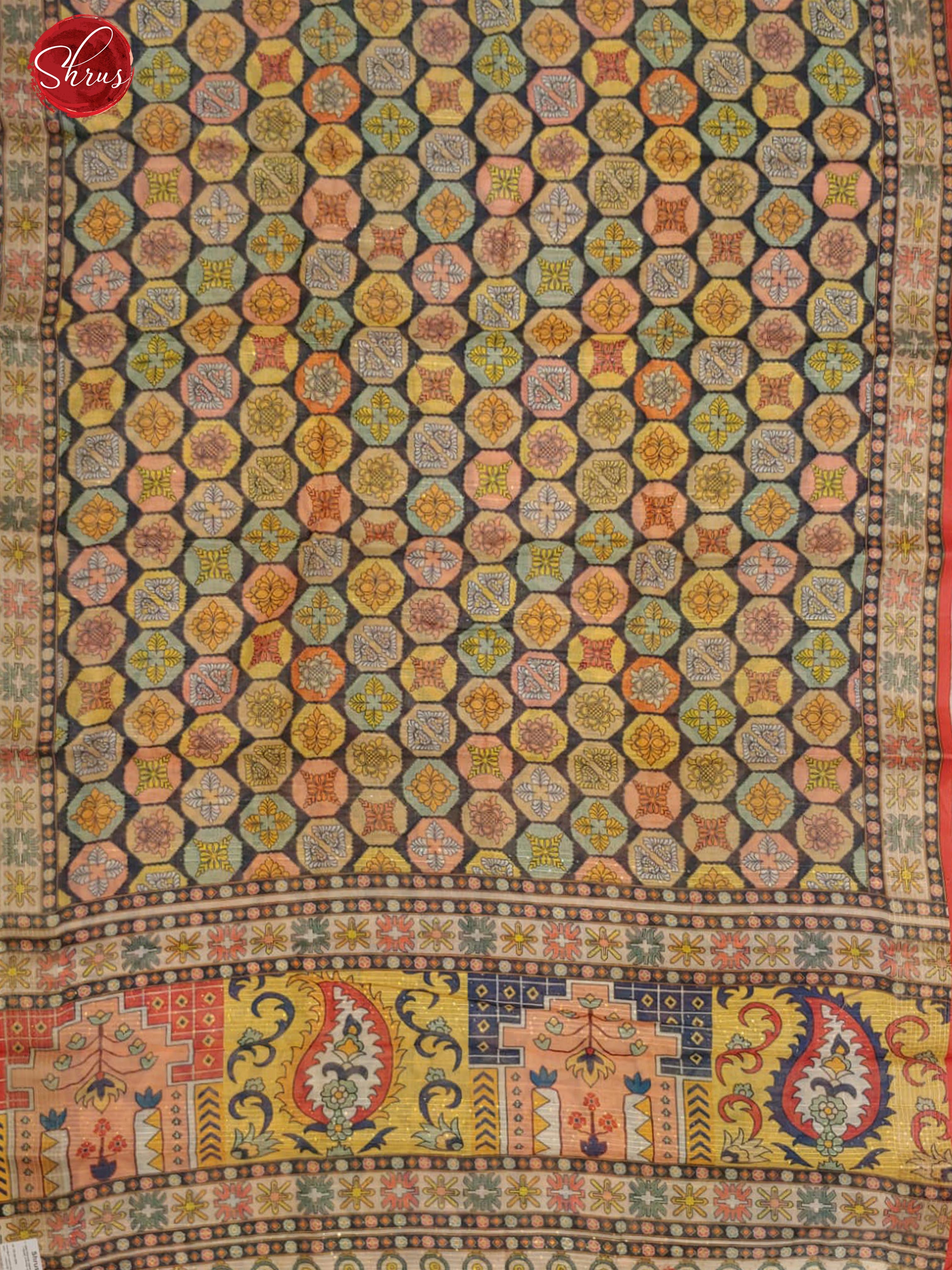 Dark Blue & Red - Art Linen with printed Body & Border - Shop on ShrusEternity.com