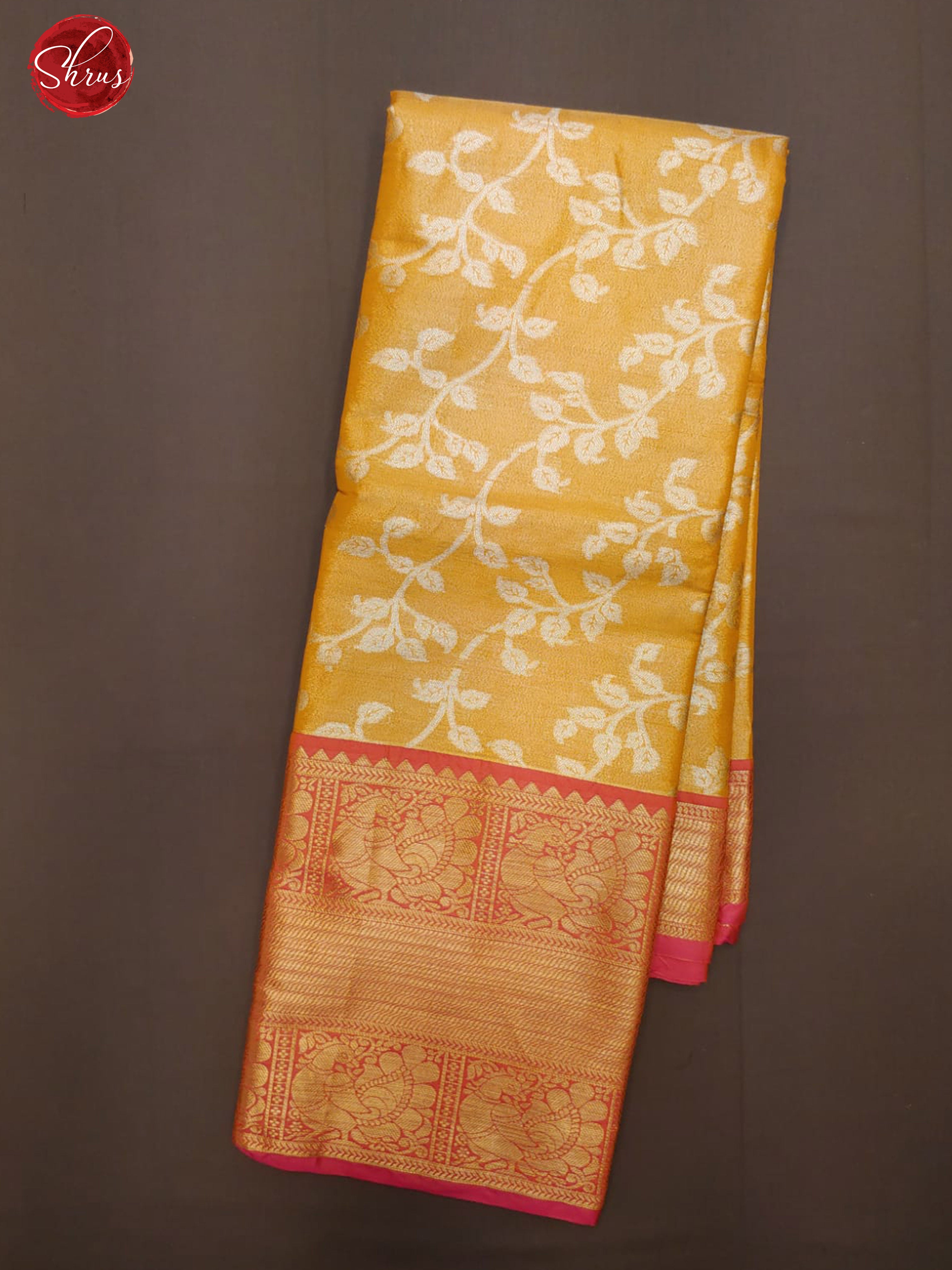 Mustard & Pink - Tissue Banarasi with zari brocade on the body and zari border - Shop on ShrusEternity.com