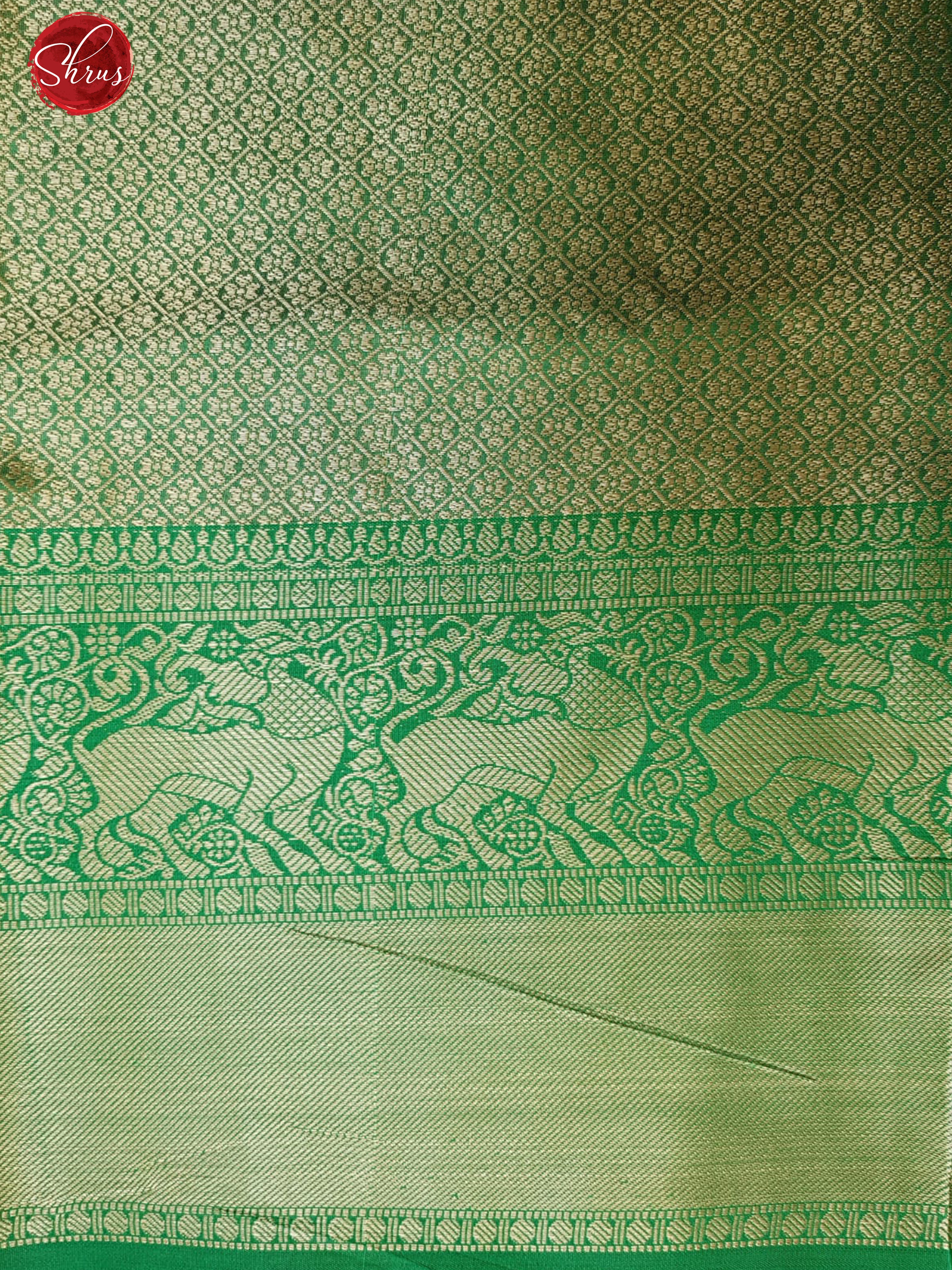 Cream & Green-Semi Dupion with floral print on the body and contrast zari border - Shop on ShrusEternity.com