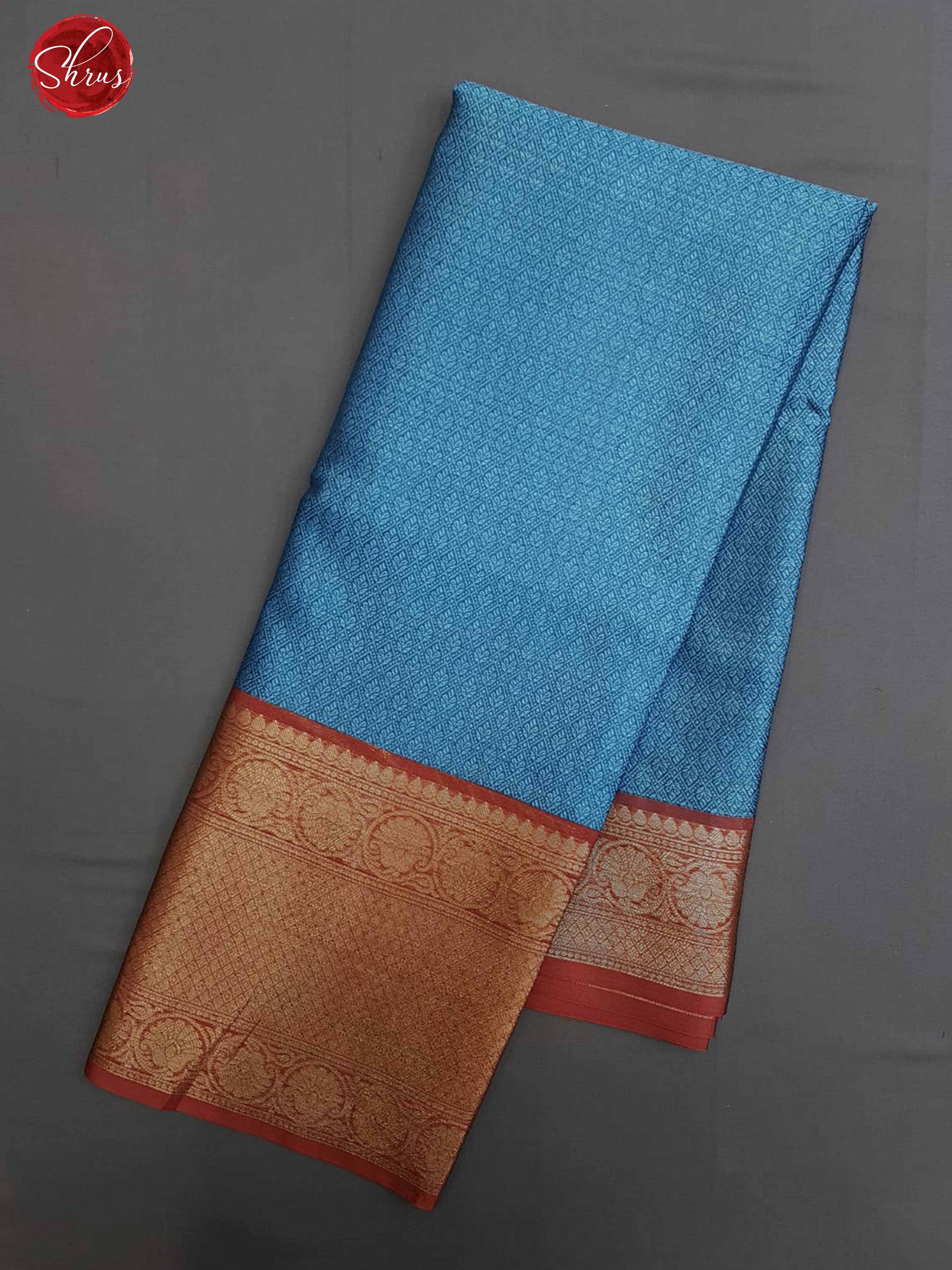Blue & Red - Tanchoi Semi Silk with floral jacquard on the body & Contrast Zari Border - Shop on ShrusEternity.com