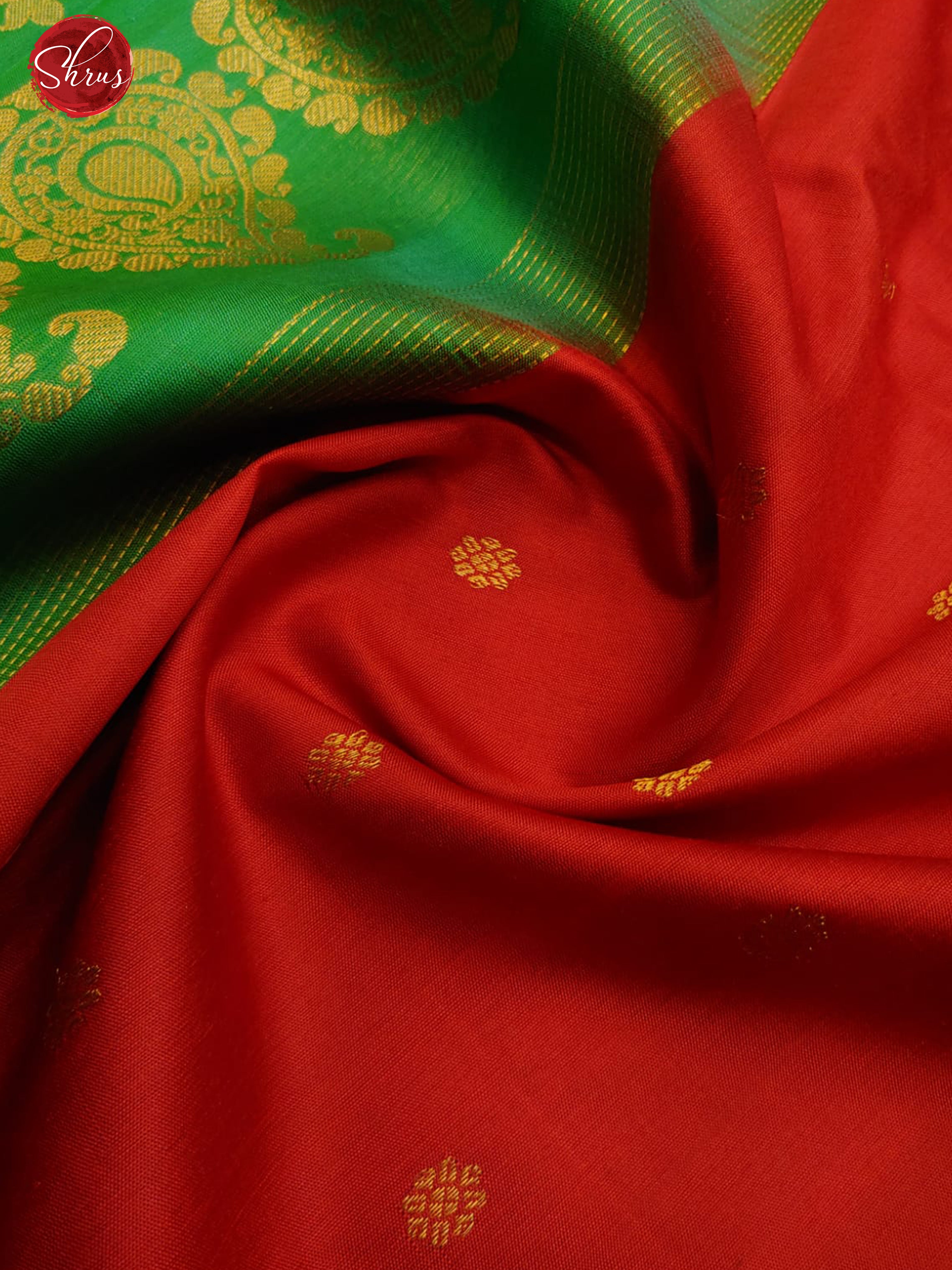 Red & Green -Gadwal Silk with zari woven buttas on the body & Contrast Border - Shop on ShrusEternity.com