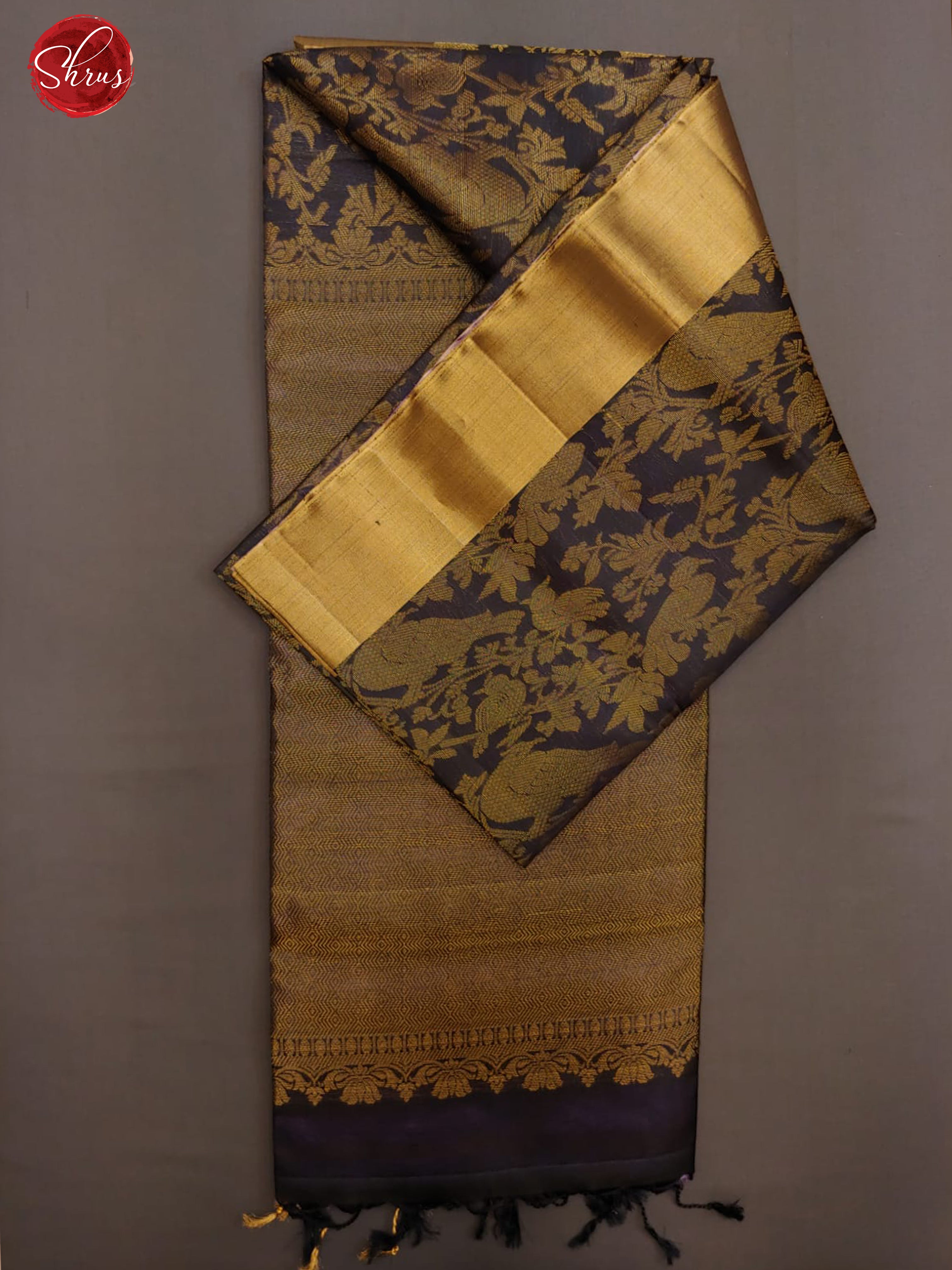 Dark Blue & Lavender - Soft Silk with Zari woven floral nestling brocade on the body& Zari Border - Shop on ShrusEternity.com