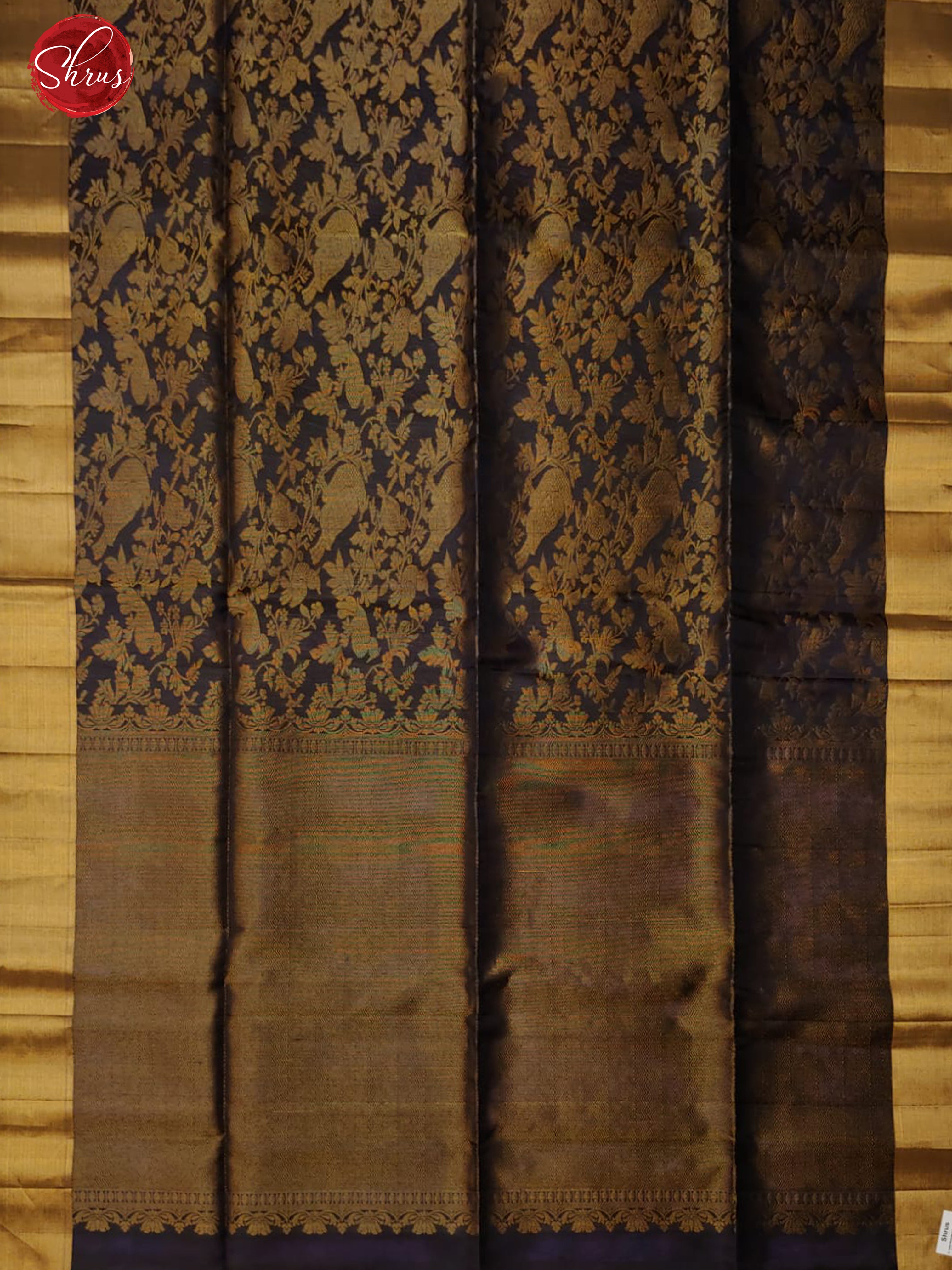 Dark Blue & Lavender - Soft Silk with Zari woven floral nestling brocade on the body& Zari Border - Shop on ShrusEternity.com