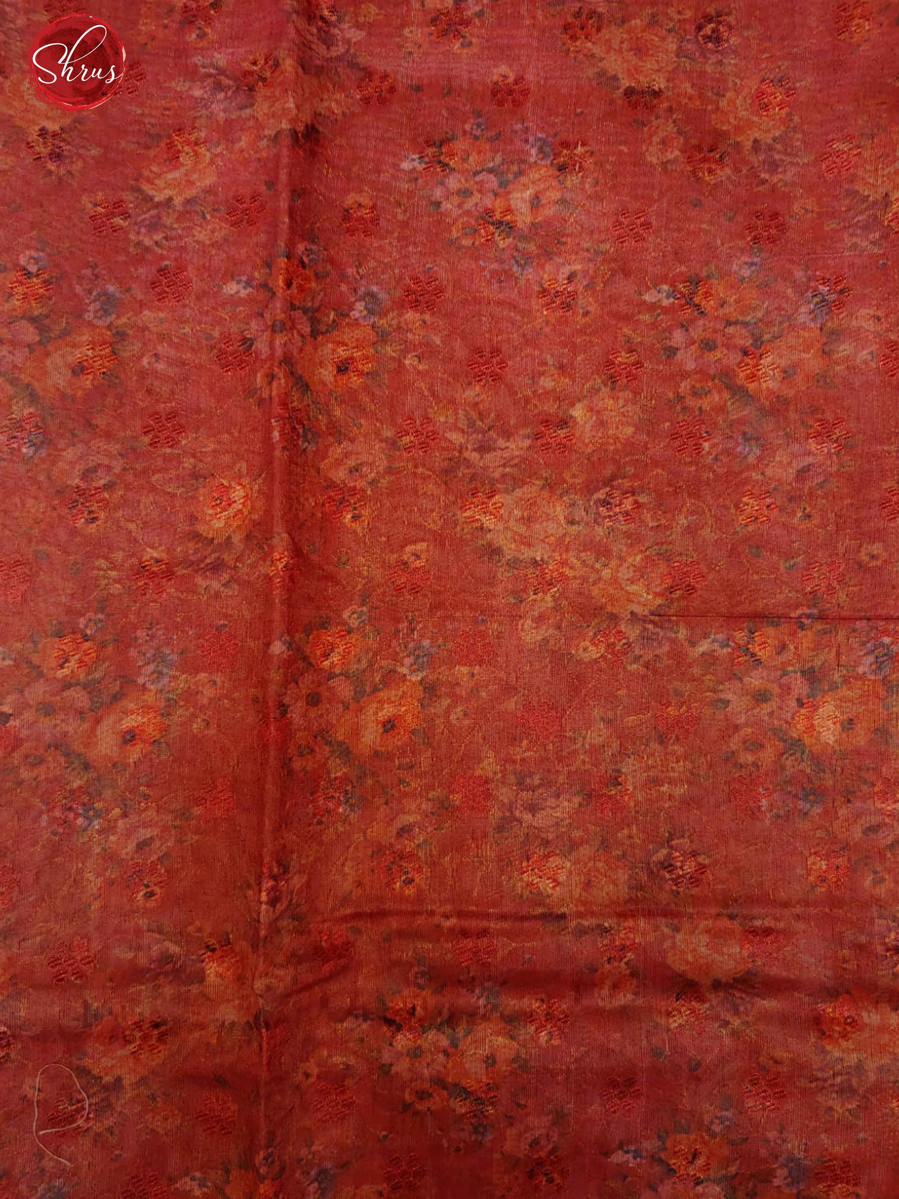 Maroon & Peach -Semi Jute with digital floral print on the body & Zari Border - Shop on ShrusEternity.com