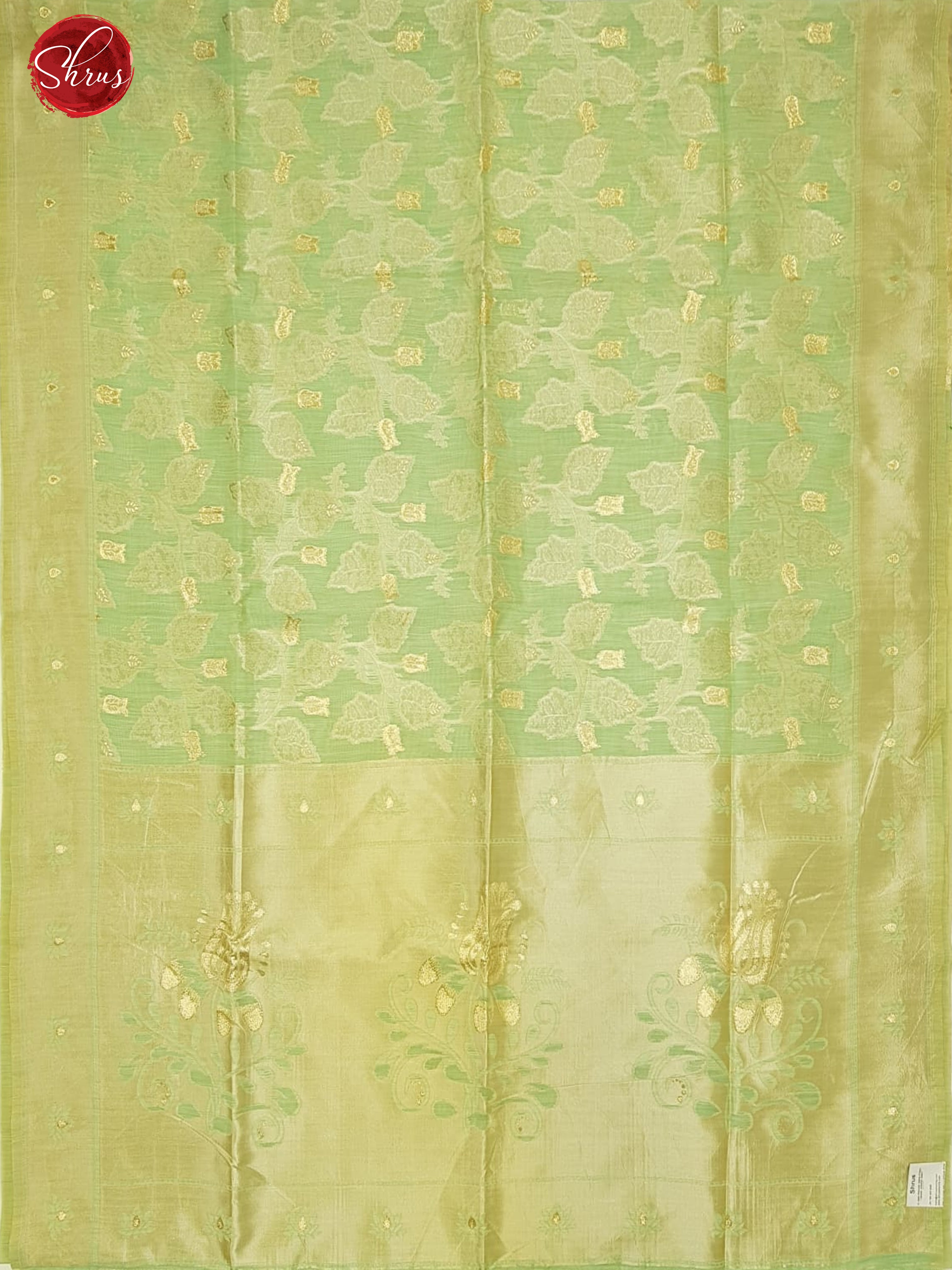 Green(Single Tone)-Art Linen with zari woven floral brocade on the body &Zari Border - Shop on ShrusEternity.com