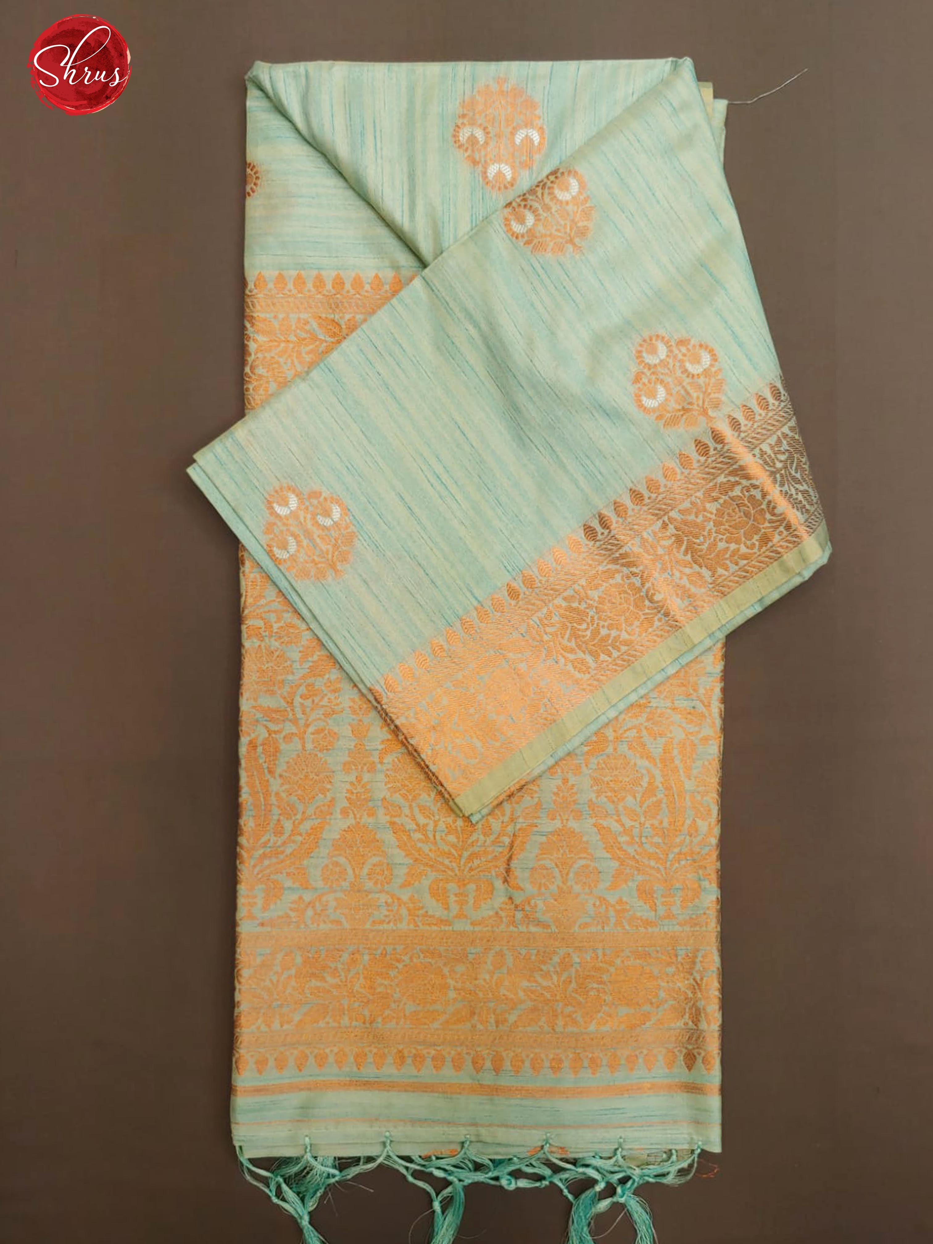 Ice blue (Single Tone) - Semi Banarasi with zari woven floral motifs on the body& Zari Border - Shop on ShrusEternity.com
