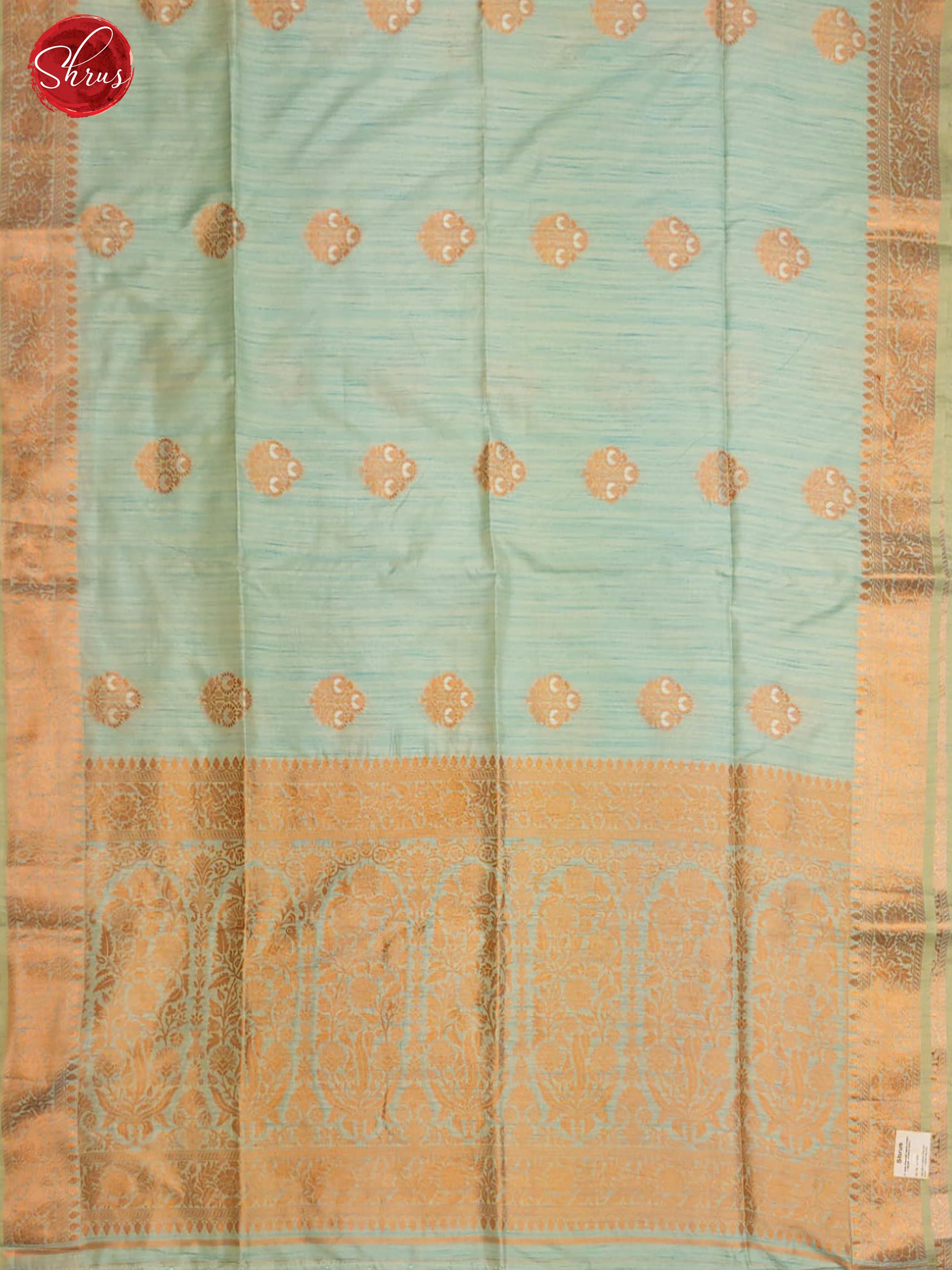 Ice blue (Single Tone) - Semi Banarasi with zari woven floral motifs on the body& Zari Border - Shop on ShrusEternity.com
