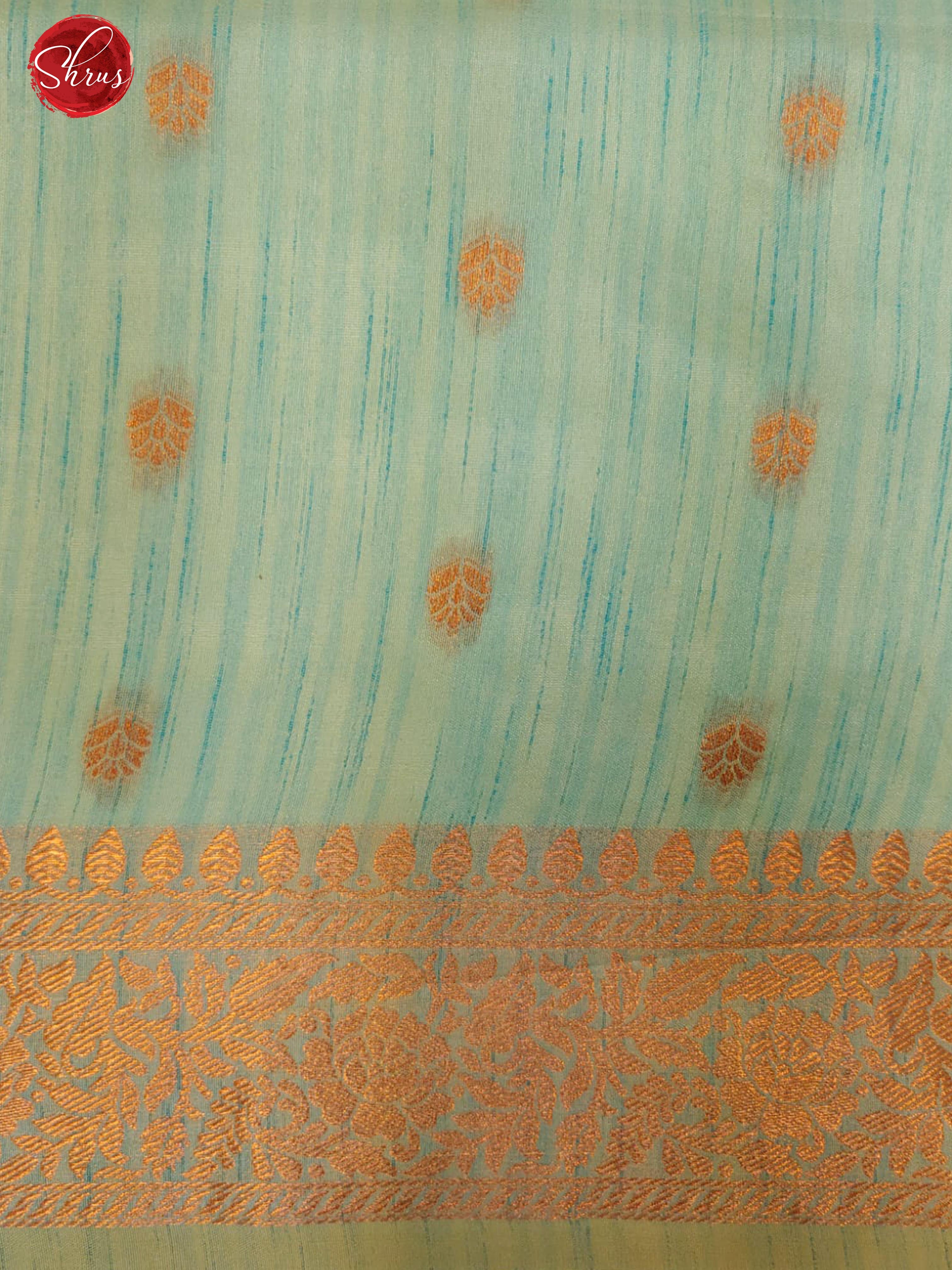 Ice blue (Single Tone) - Semi Banarasi with zari woven floral motifs on the body& Zari Border - Shop on ShrusEternity.com