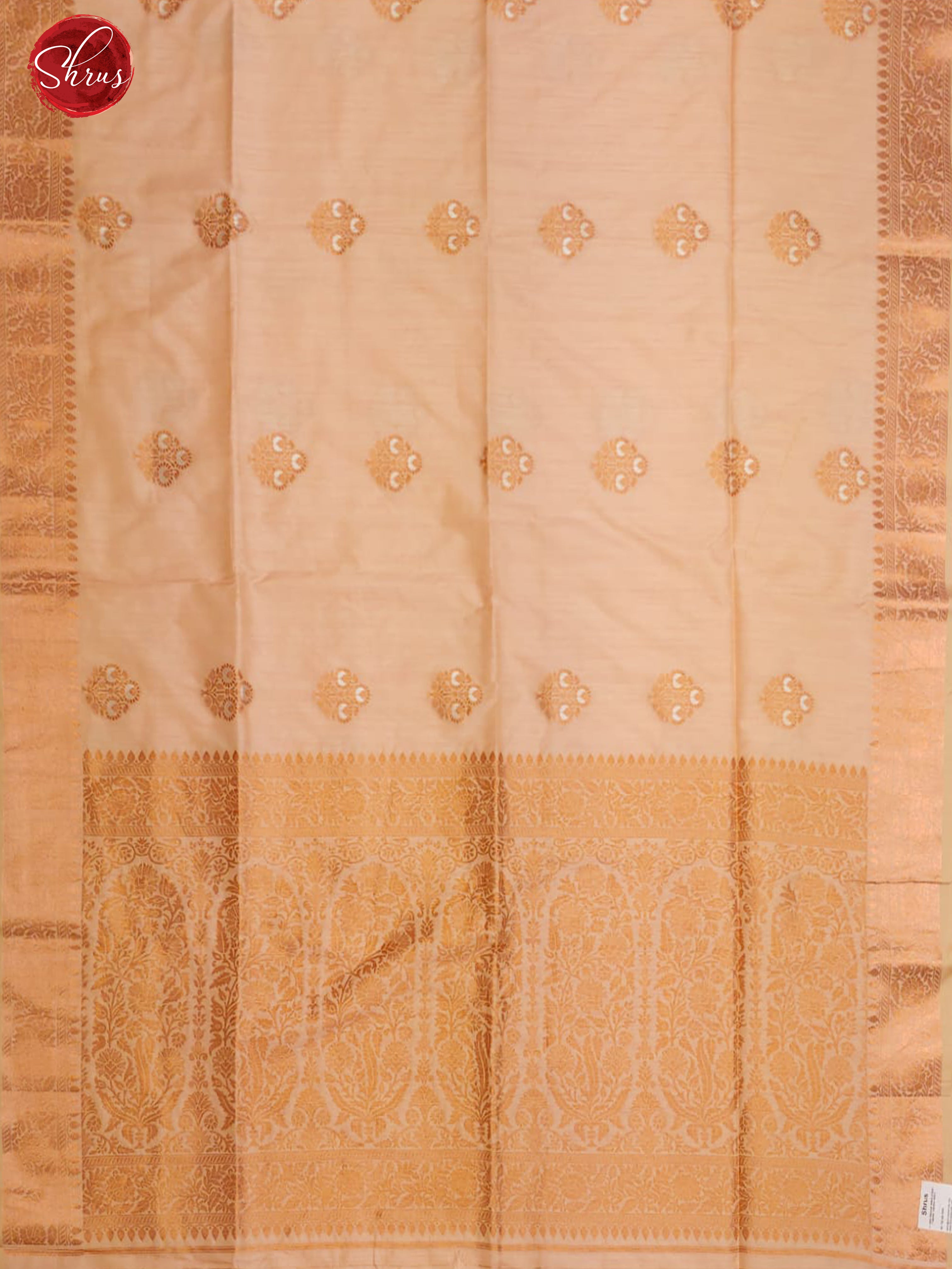 Peach(Single Tone) - Semi Banarasi with zari woven floral motifs on the body& Zari Border - Shop on ShrusEternity.com