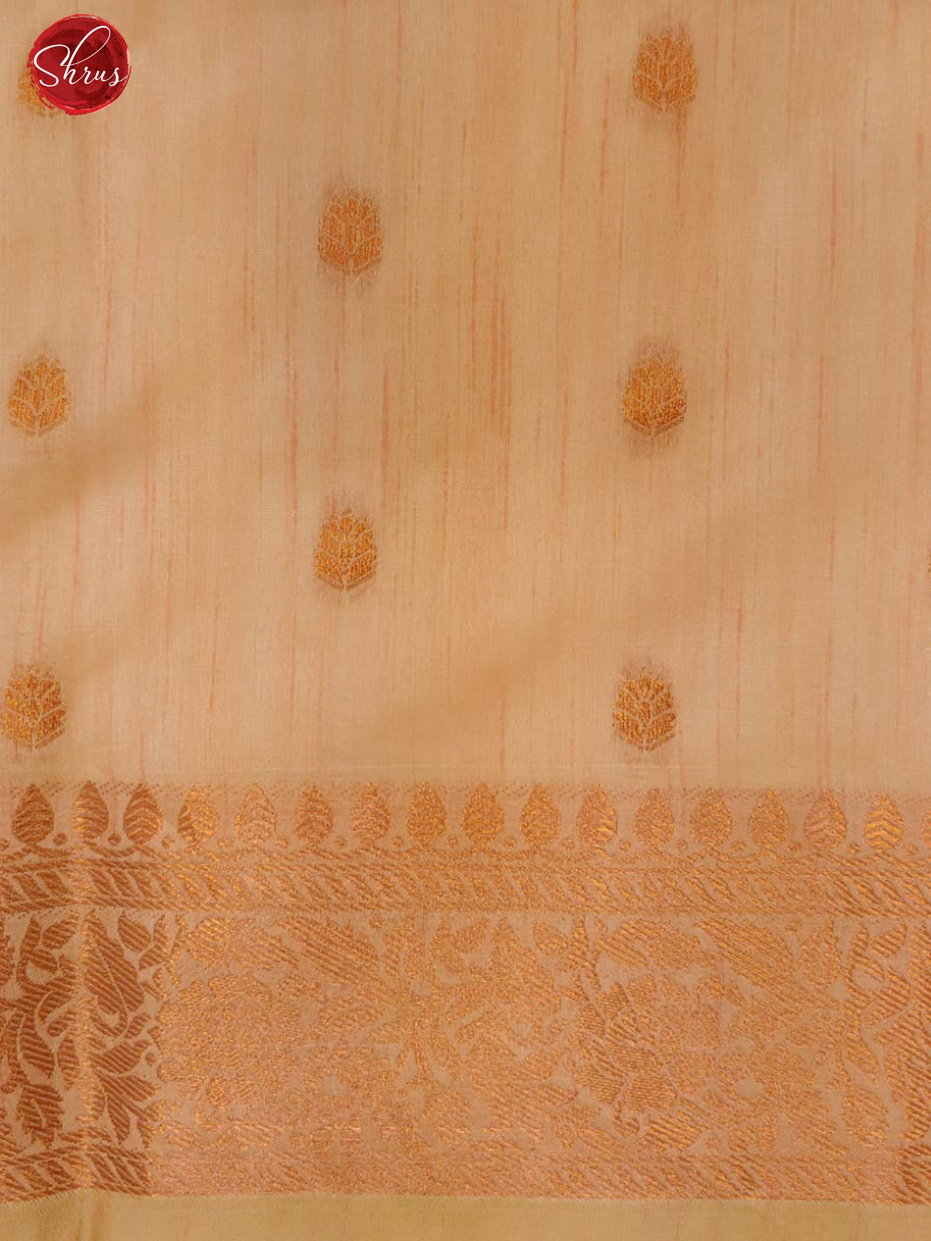 Peach(Single Tone) - Semi Banarasi with zari woven floral motifs on the body& Zari Border - Shop on ShrusEternity.com