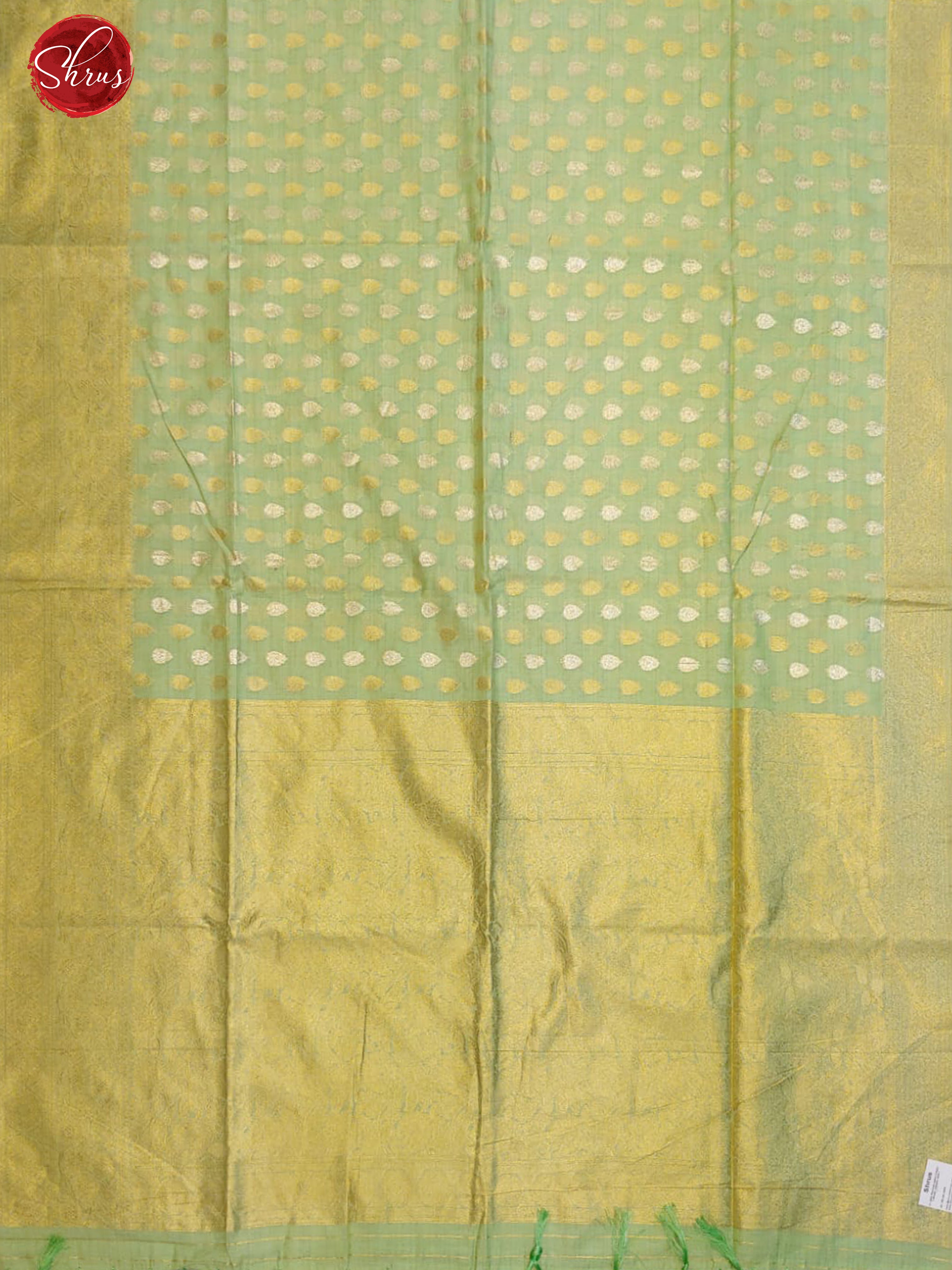 Pastel Green(Single Tone) - Semi Banarasi with zari woven floral buttas on the body& Zari Border - Shop on ShrusEternity.com