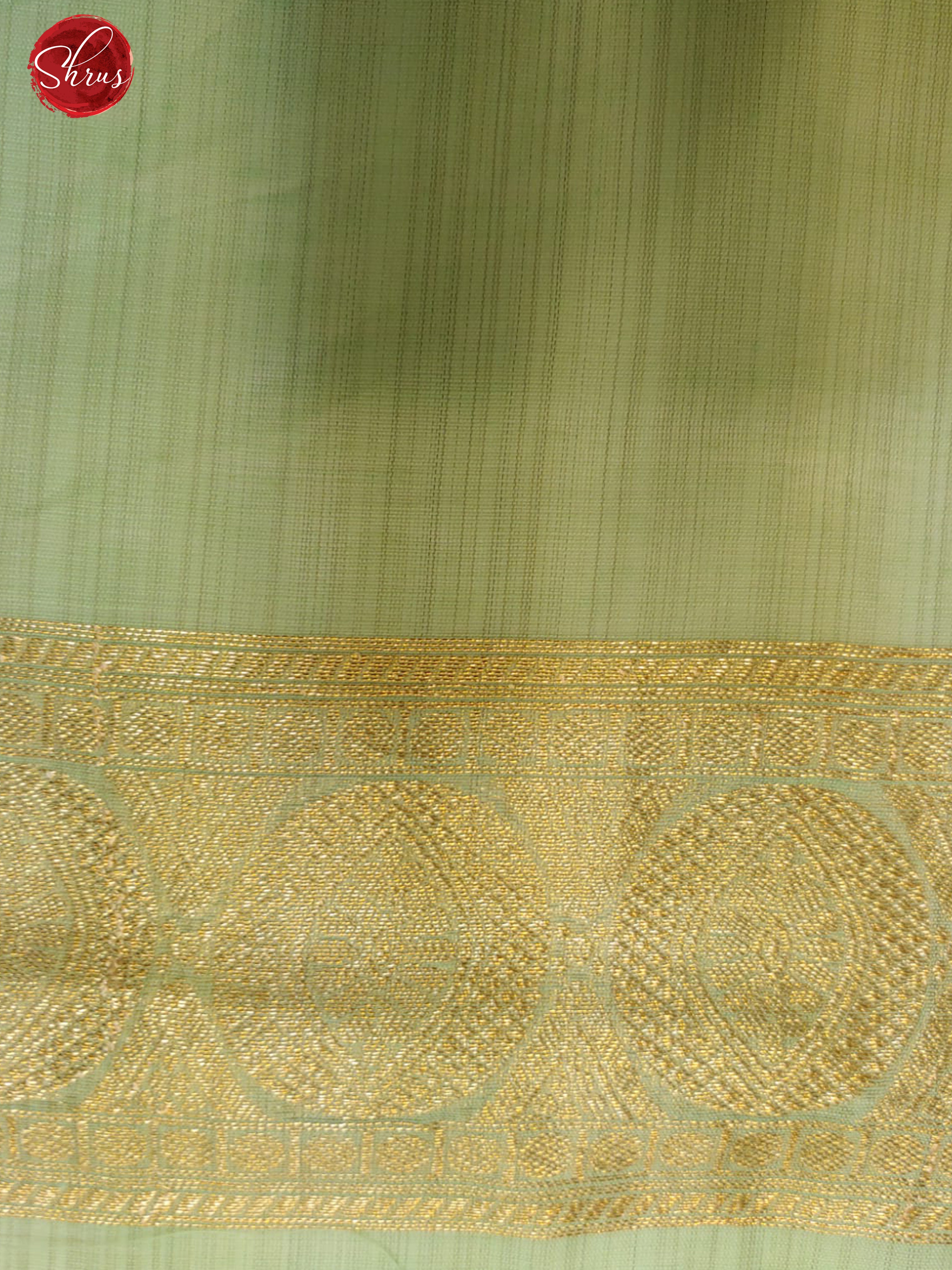 Pastel Green(Single Tone) - Semi Banarasi with zari woven floral buttas on the body& Zari Border - Shop on ShrusEternity.com