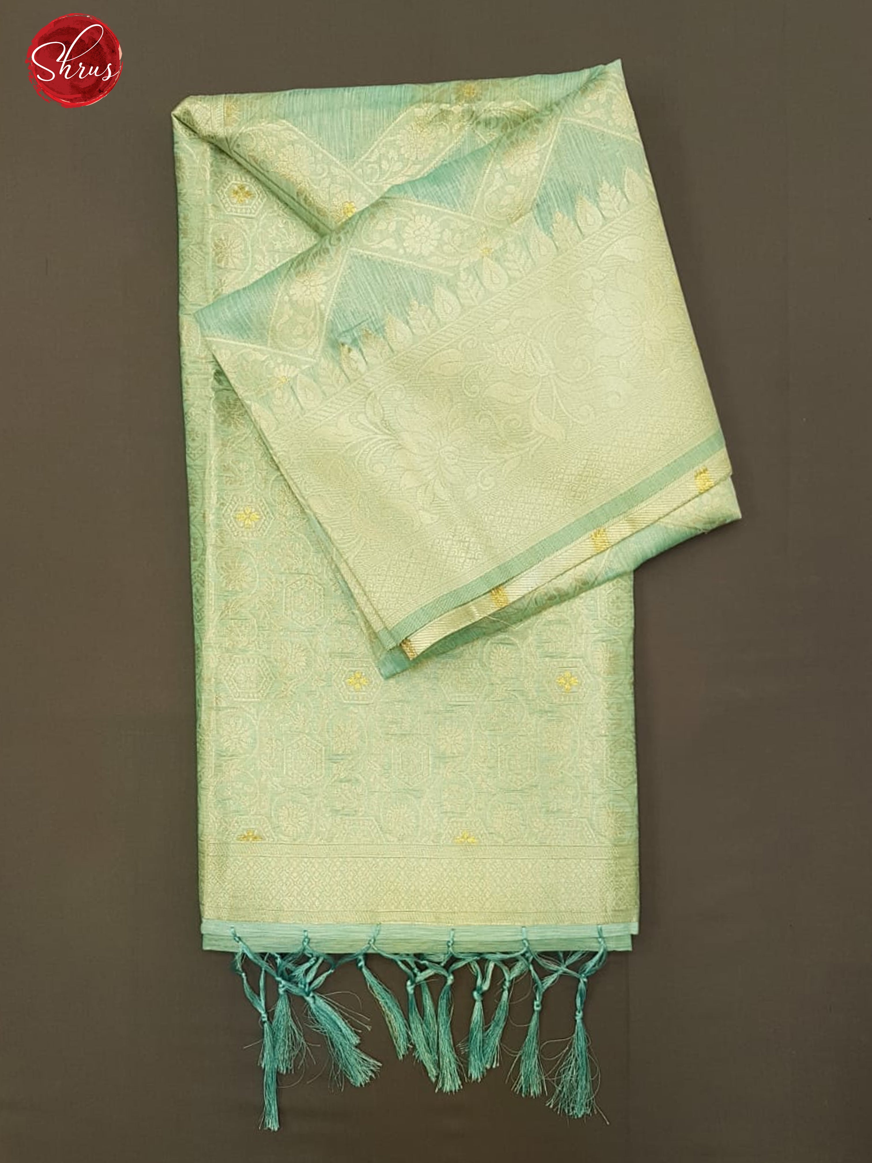 Blue(Single Tone)-Art Linen with zari woven floral brocade on the body &Zari Border - Shop on ShrusEternity.com