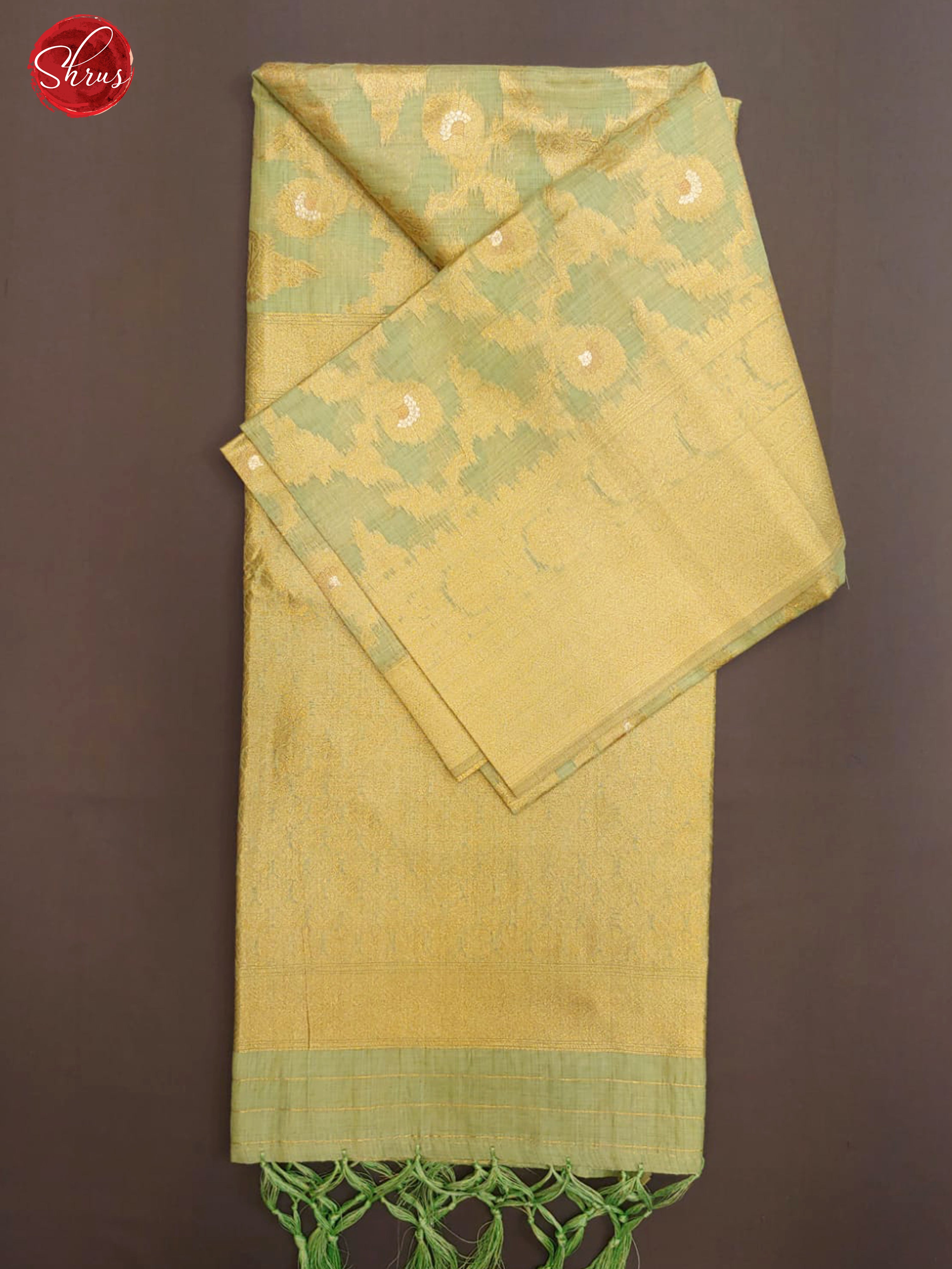 Elachi Green(Single Tone) - Semi Banarasi with zari woven floral brocade on the body& Zari Border - Shop on ShrusEternity.com