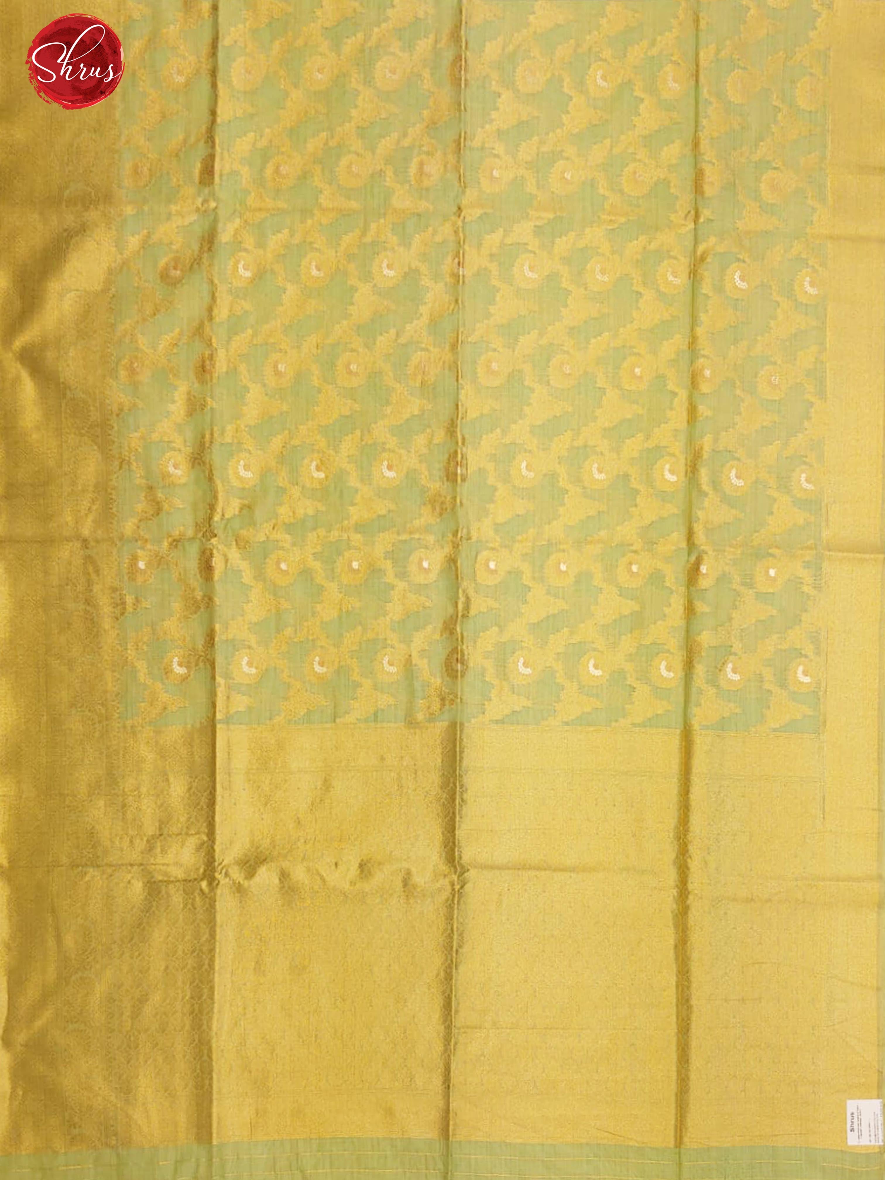 Elachi Green(Single Tone) - Semi Banarasi with zari woven floral brocade on the body& Zari Border - Shop on ShrusEternity.com