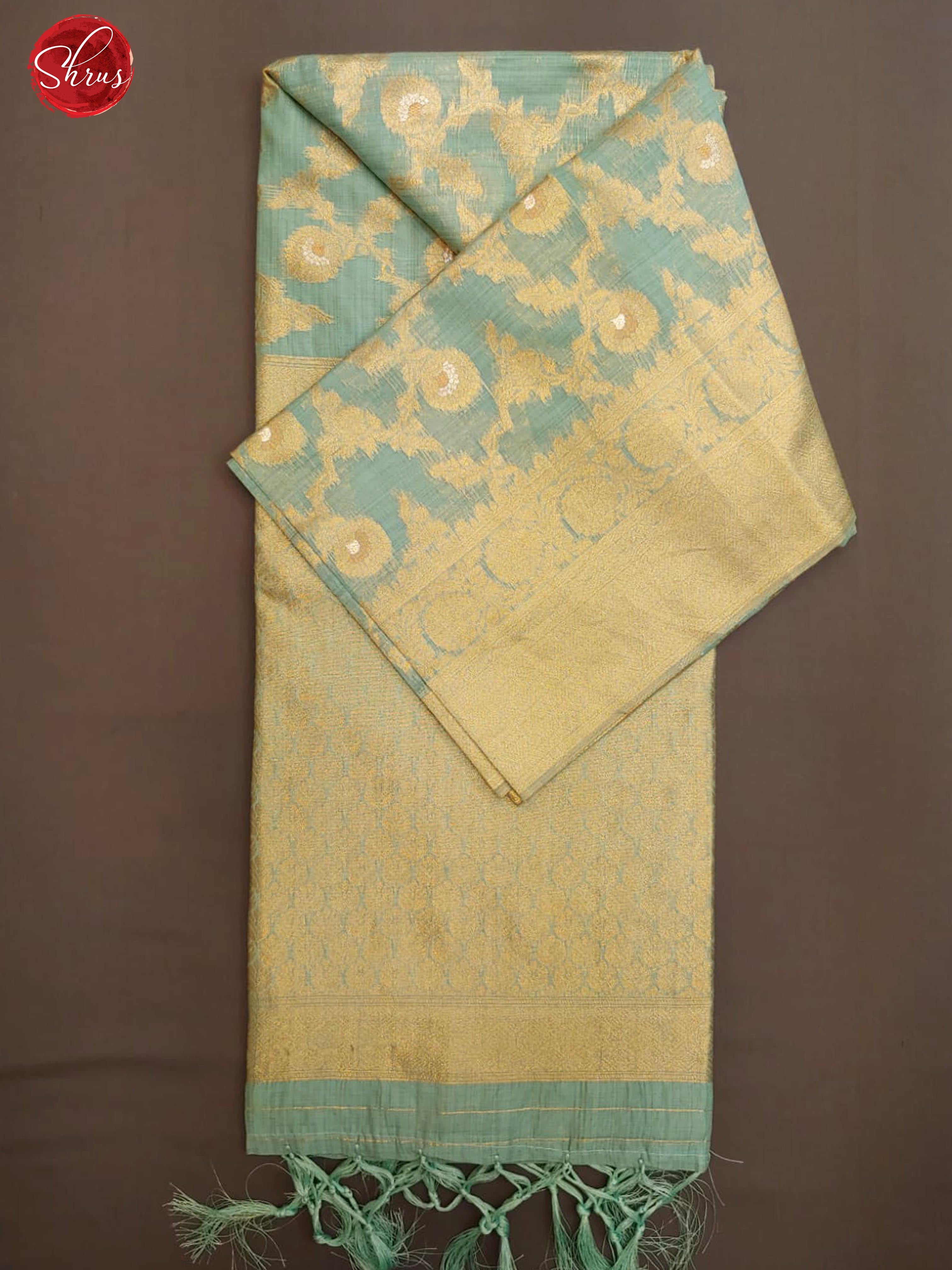 Pastel Blue (Single Tone) - Semi Banarasi with zari woven floral brocade on the body& Zari Border - Shop on ShrusEternity.com