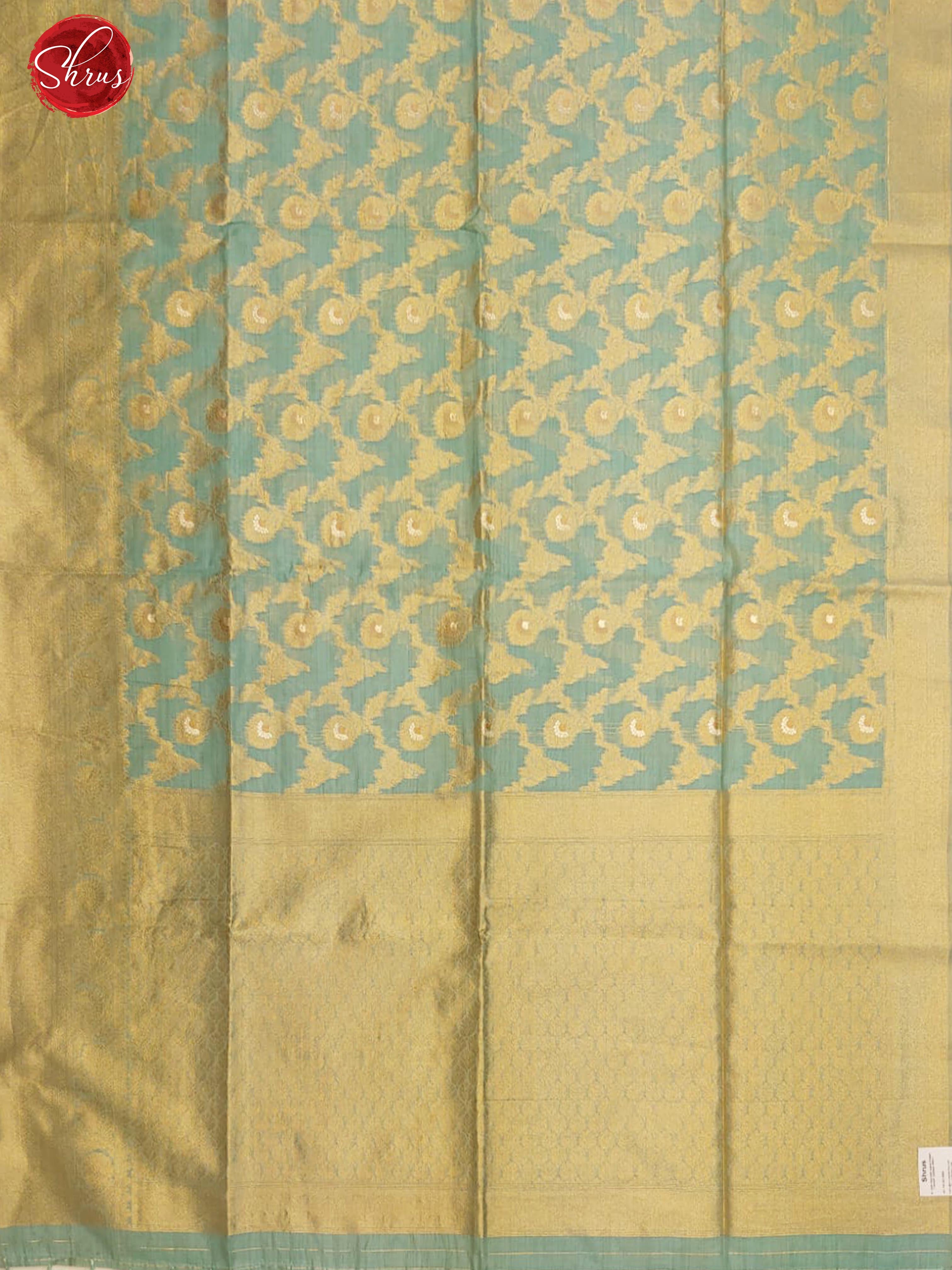 Pastel Blue (Single Tone) - Semi Banarasi with zari woven floral brocade on the body& Zari Border - Shop on ShrusEternity.com