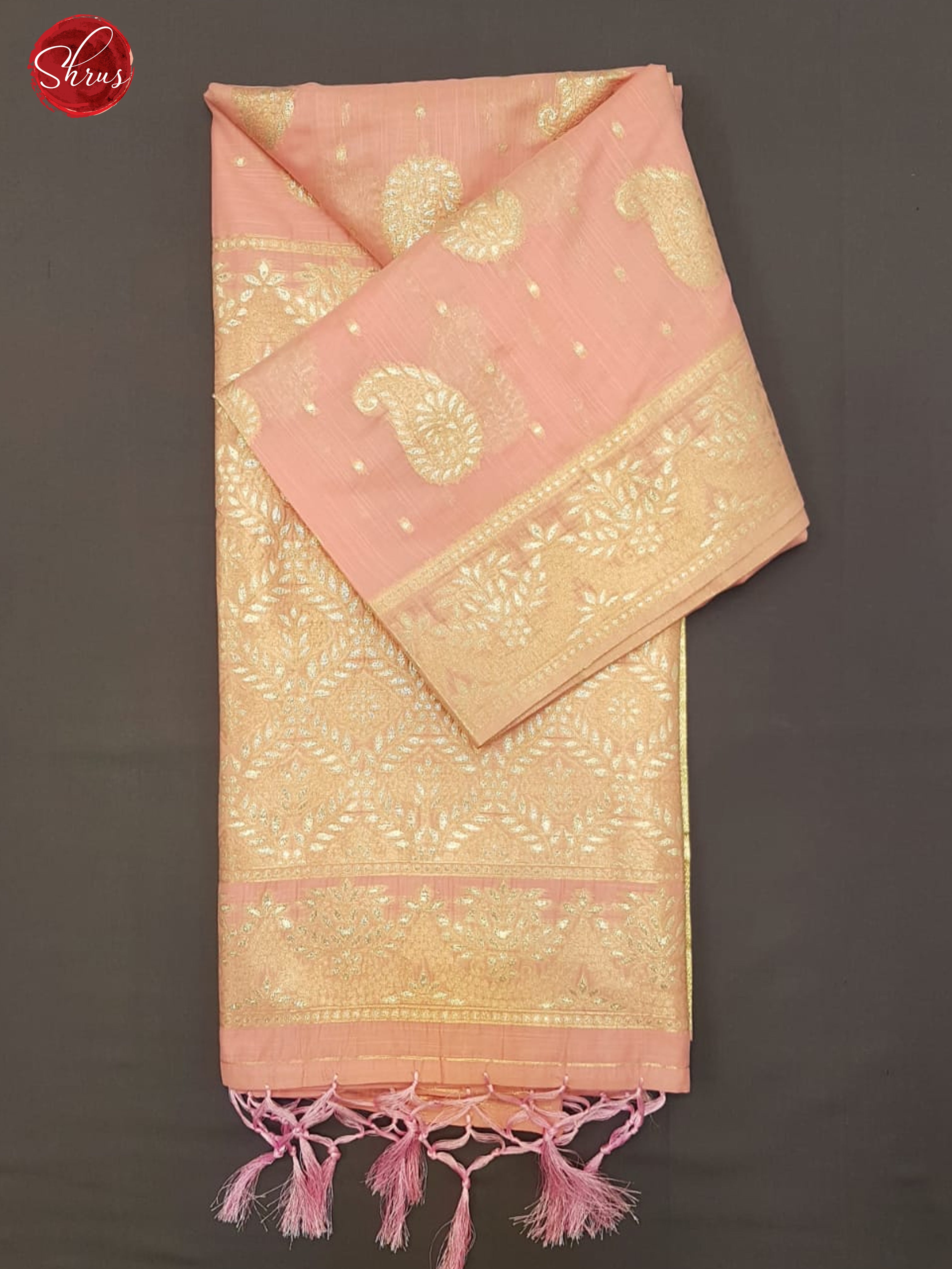 Pink(Single Tone)-Art Linen with zari woven Paisleys motifs on the body &Zari Border - Shop on ShrusEternity.com