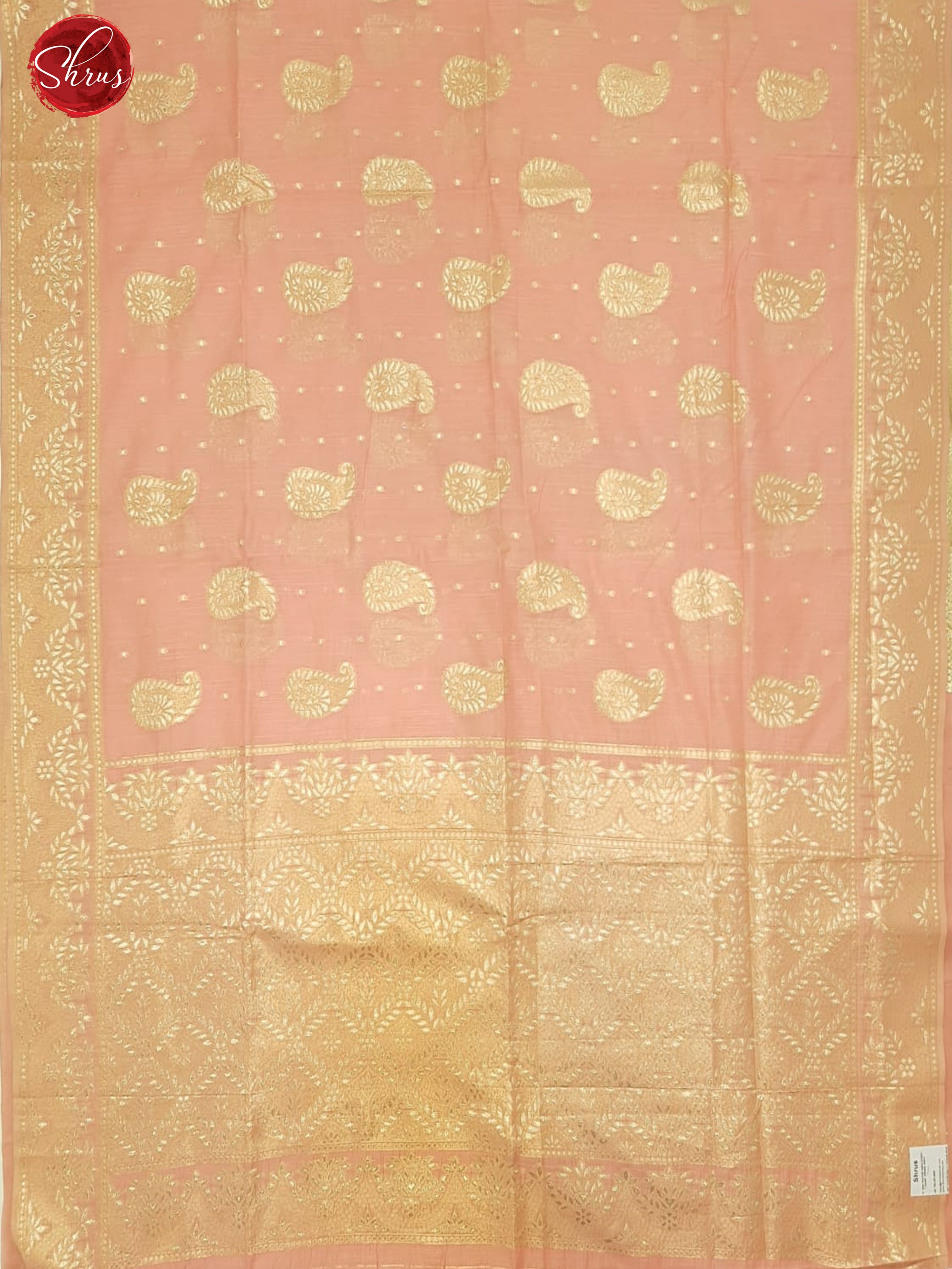 Pink(Single Tone)-Art Linen with zari woven Paisleys motifs on the body &Zari Border - Shop on ShrusEternity.com