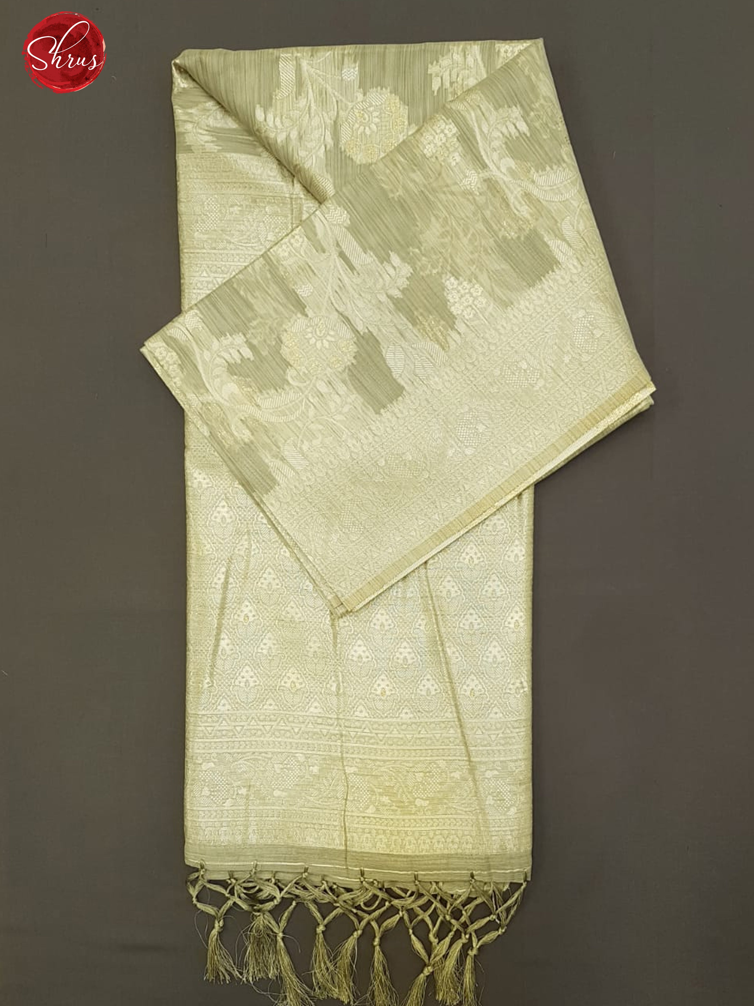Grey(Single Tone)-Art Linen with zari woven floral brocade on the body &Zari Border - Shop on ShrusEternity.com
