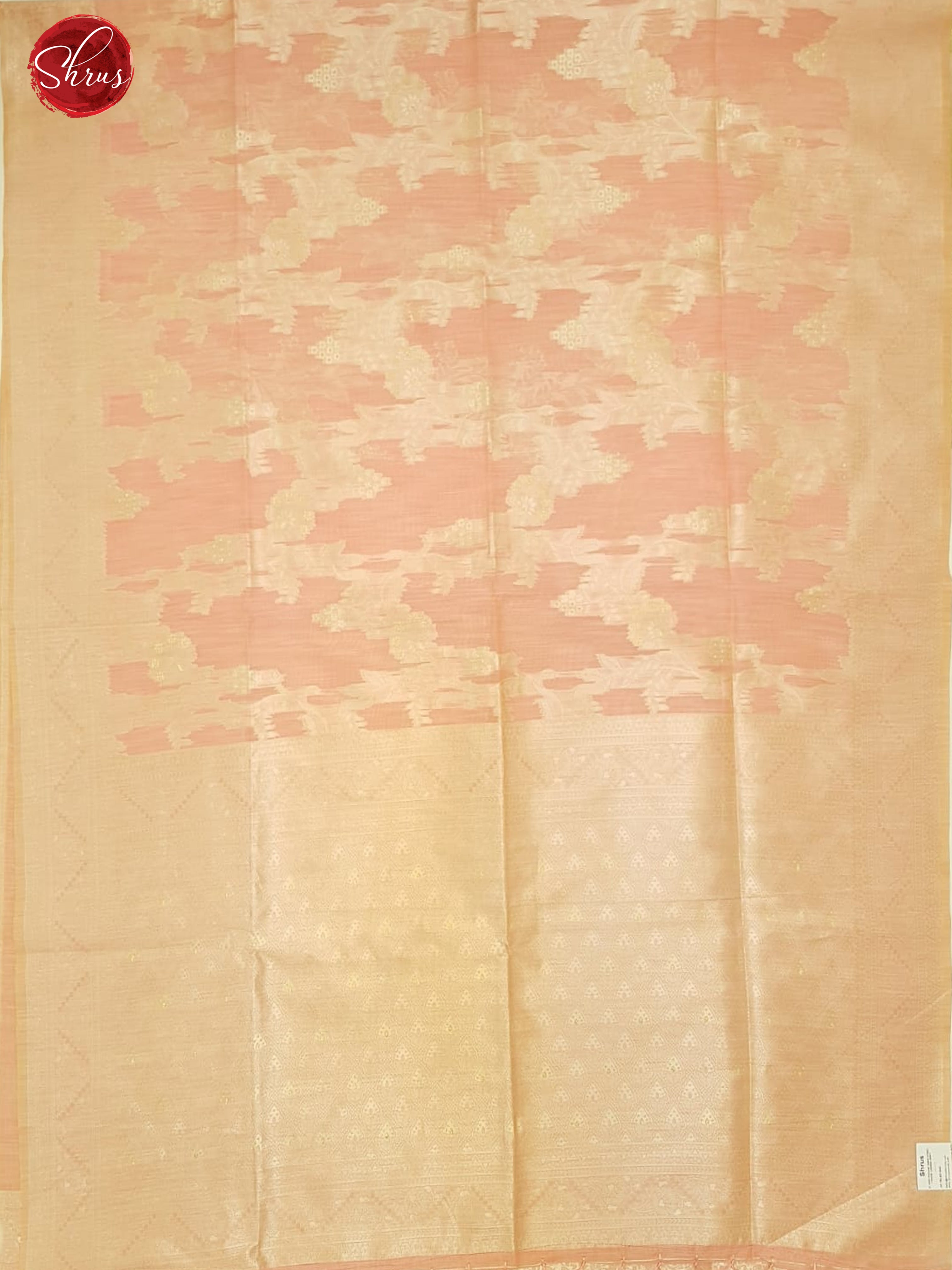 Peachish Pink(Single Tone)-Art Linen with zari woven floral brocade on the body &Zari Border - Shop on ShrusEternity.com