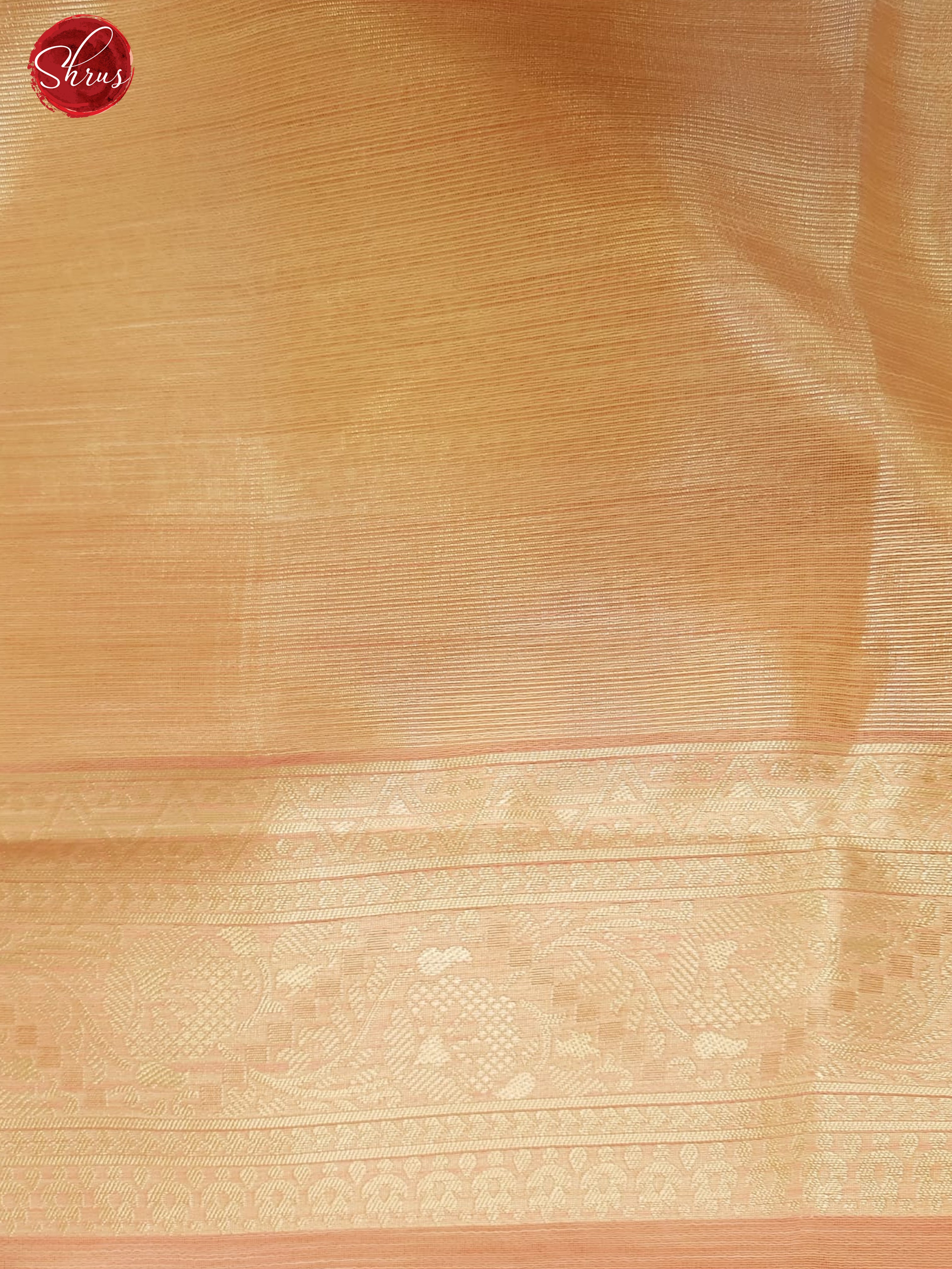 Peachish Pink(Single Tone)-Art Linen with zari woven floral brocade on the body &Zari Border - Shop on ShrusEternity.com