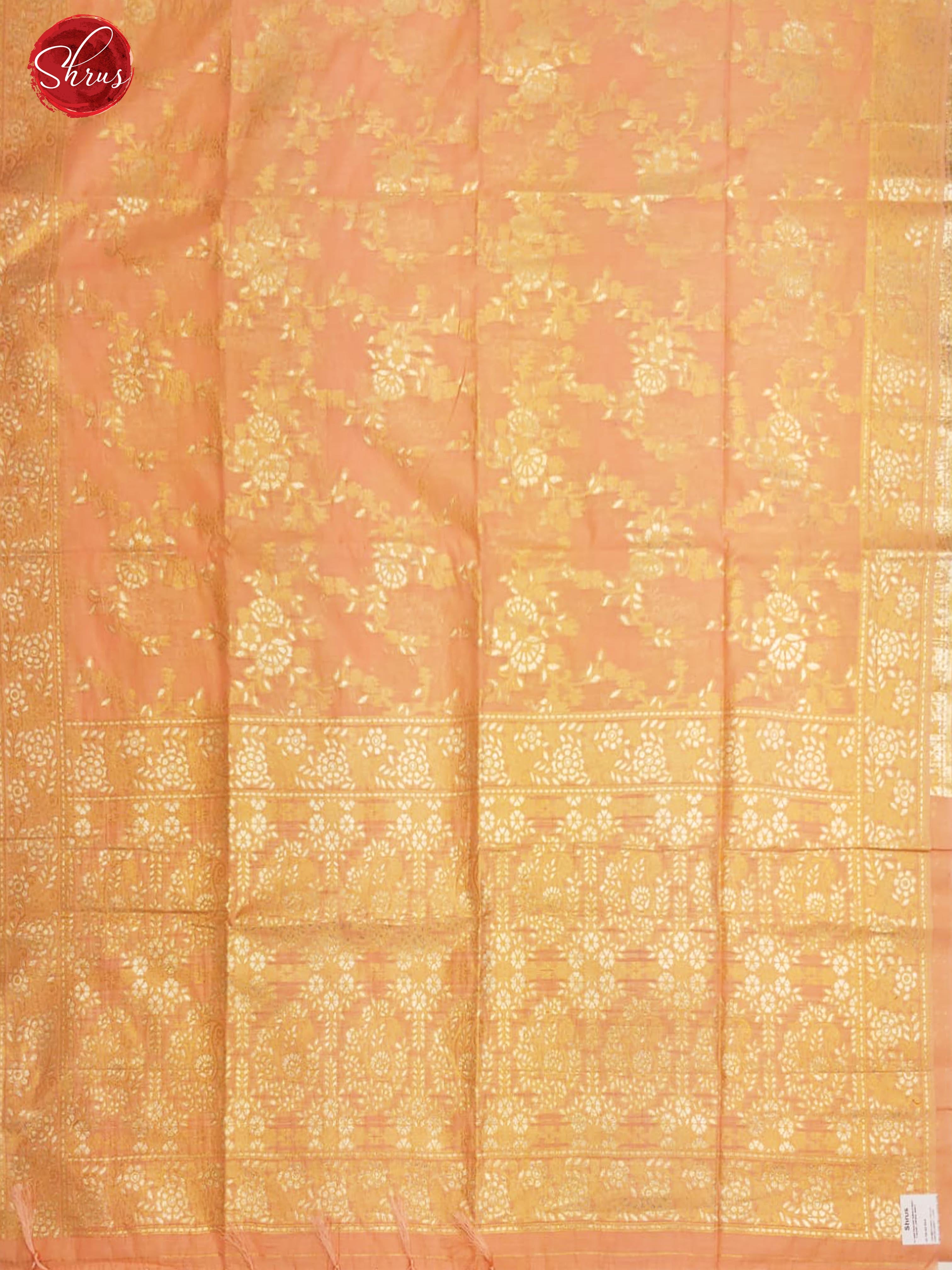 Peachish Pink(Single Tone) - Semi Banarasi with zari woven floral brocade on the body& Zari Border - Shop on ShrusEternity.com
