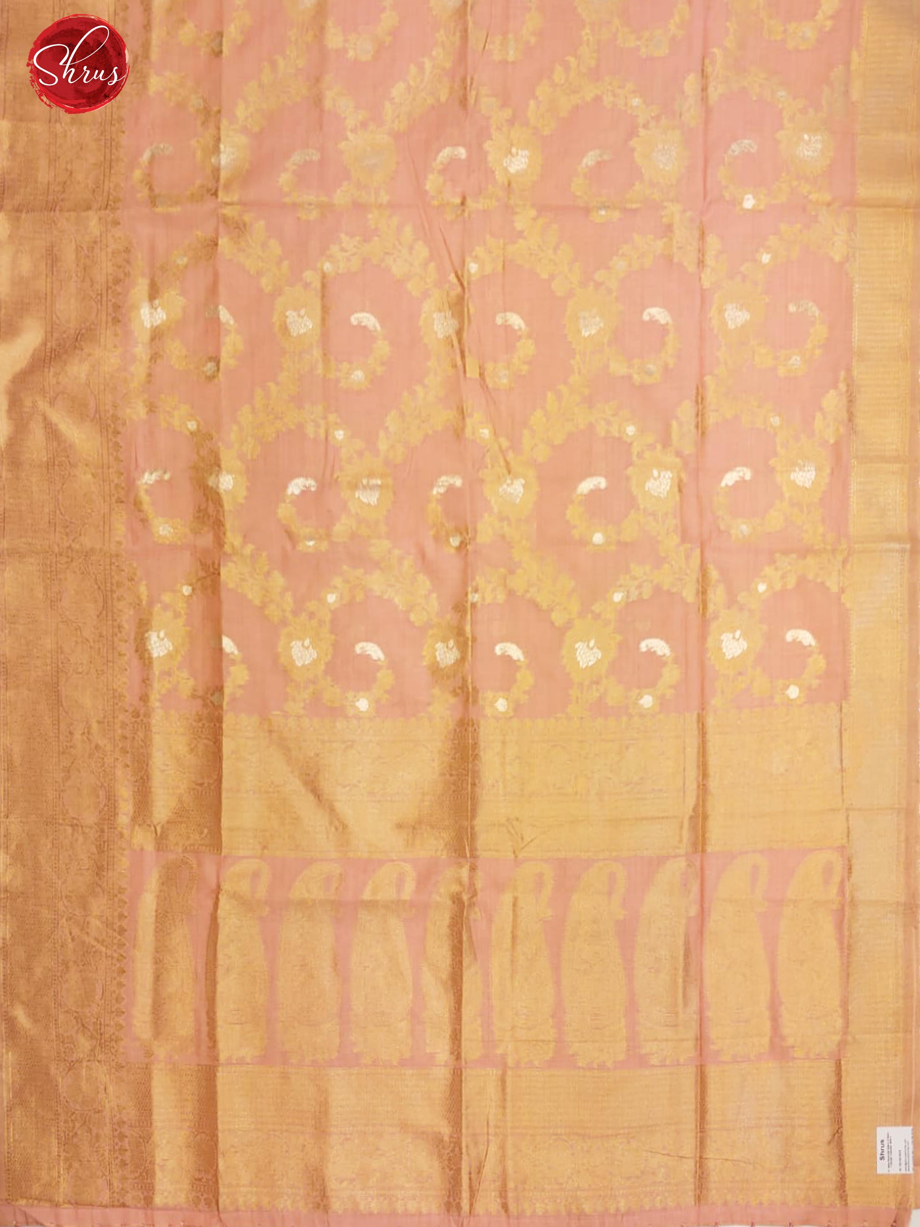 Pink(Single Tone) - Semi Banarasi with zari woven floral brocade on the body& Zari Border - Shop on ShrusEternity.com