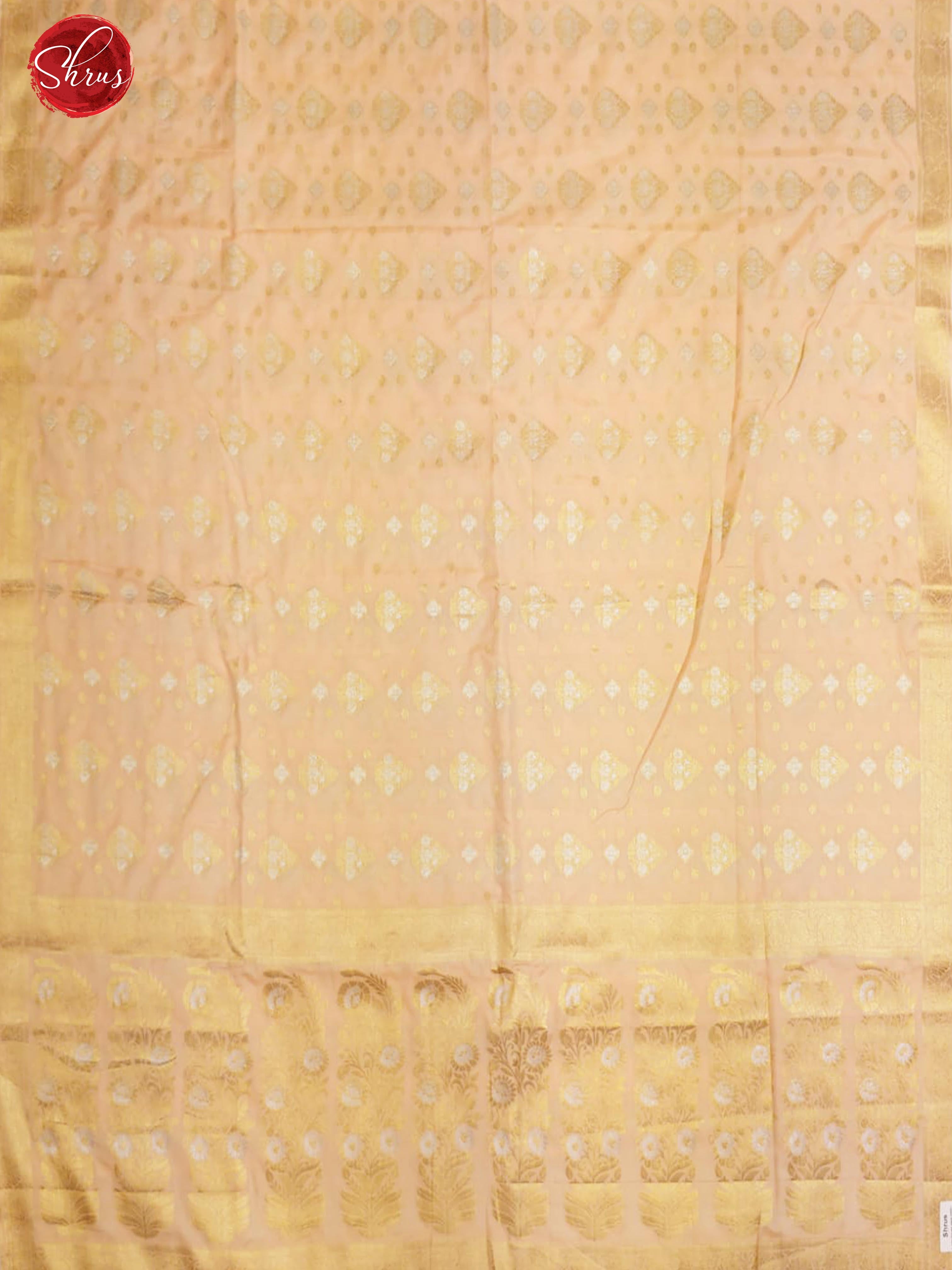 Baby Pink(Single Tone) - Semi Banarasi with zari woven floral buttas, motifs on the body& Zari Border - Shop on ShrusEternity.com