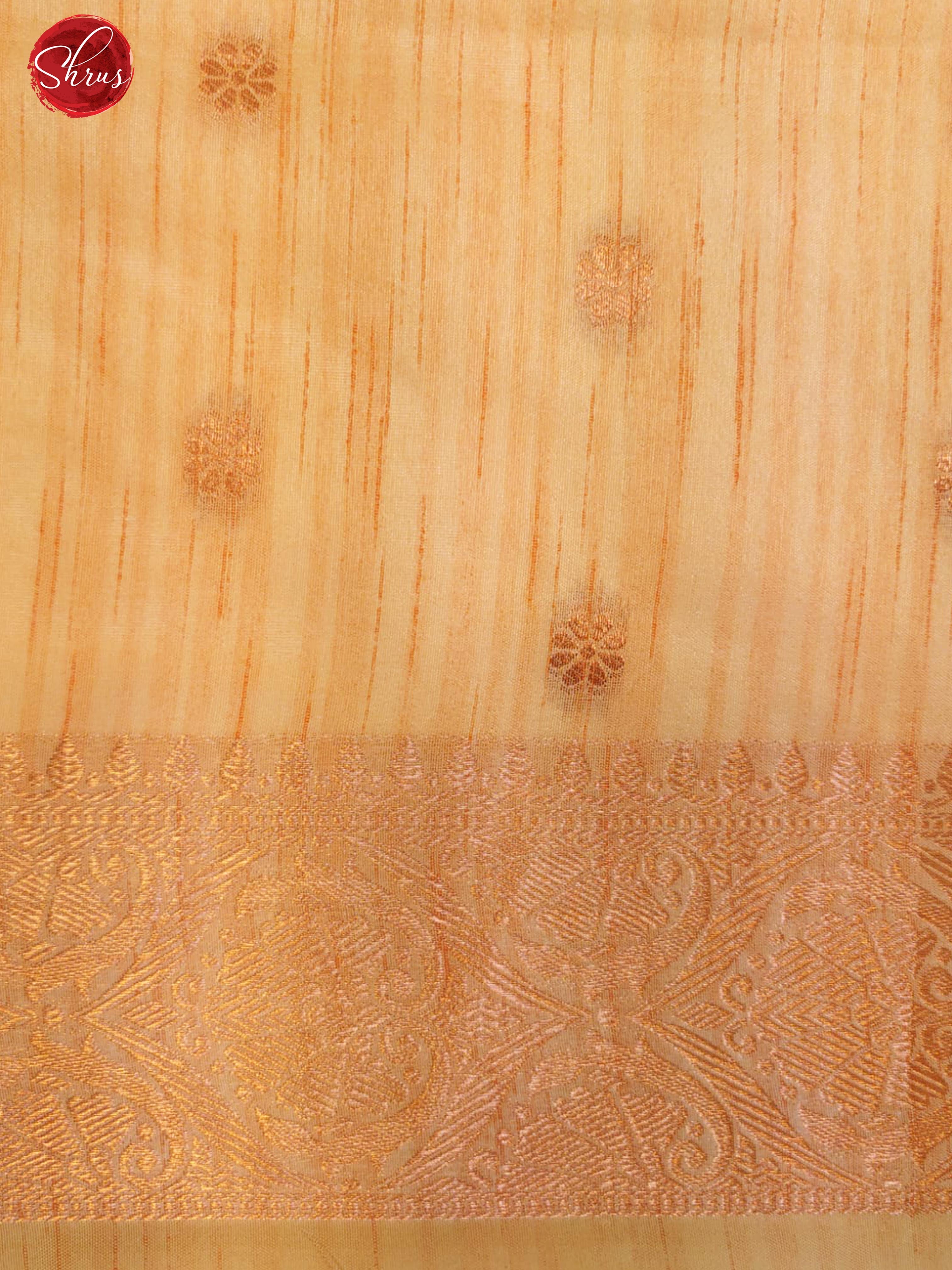Peach(Single Tone) - Semi Banarasi with zari woven floral buttas on the body& Zari Border - Shop on ShrusEternity.com