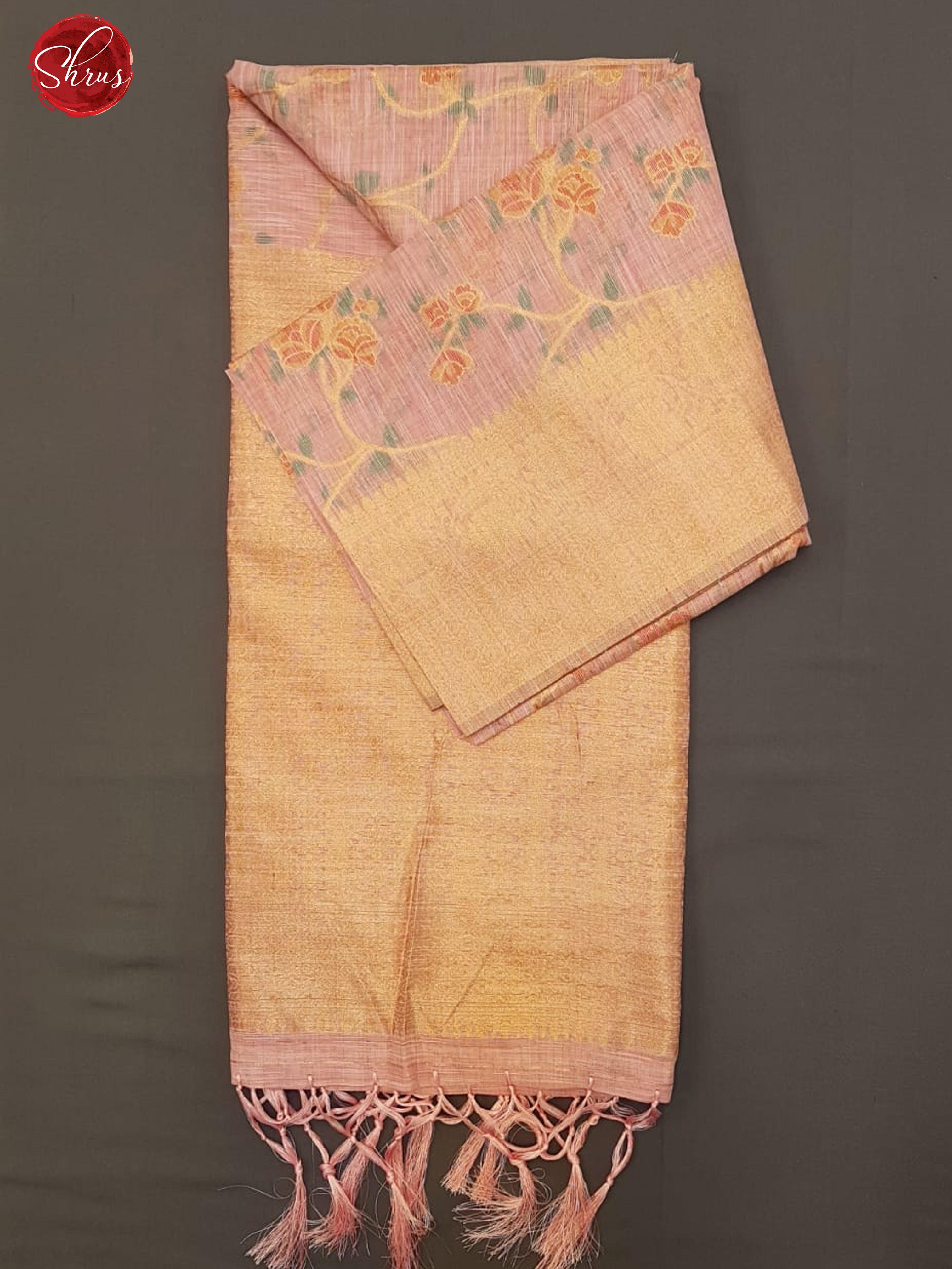 Pink(Single Tone)-Art Linen with zari woven floral print , brocade on the body &Zari Border - Shop on ShrusEternity.com