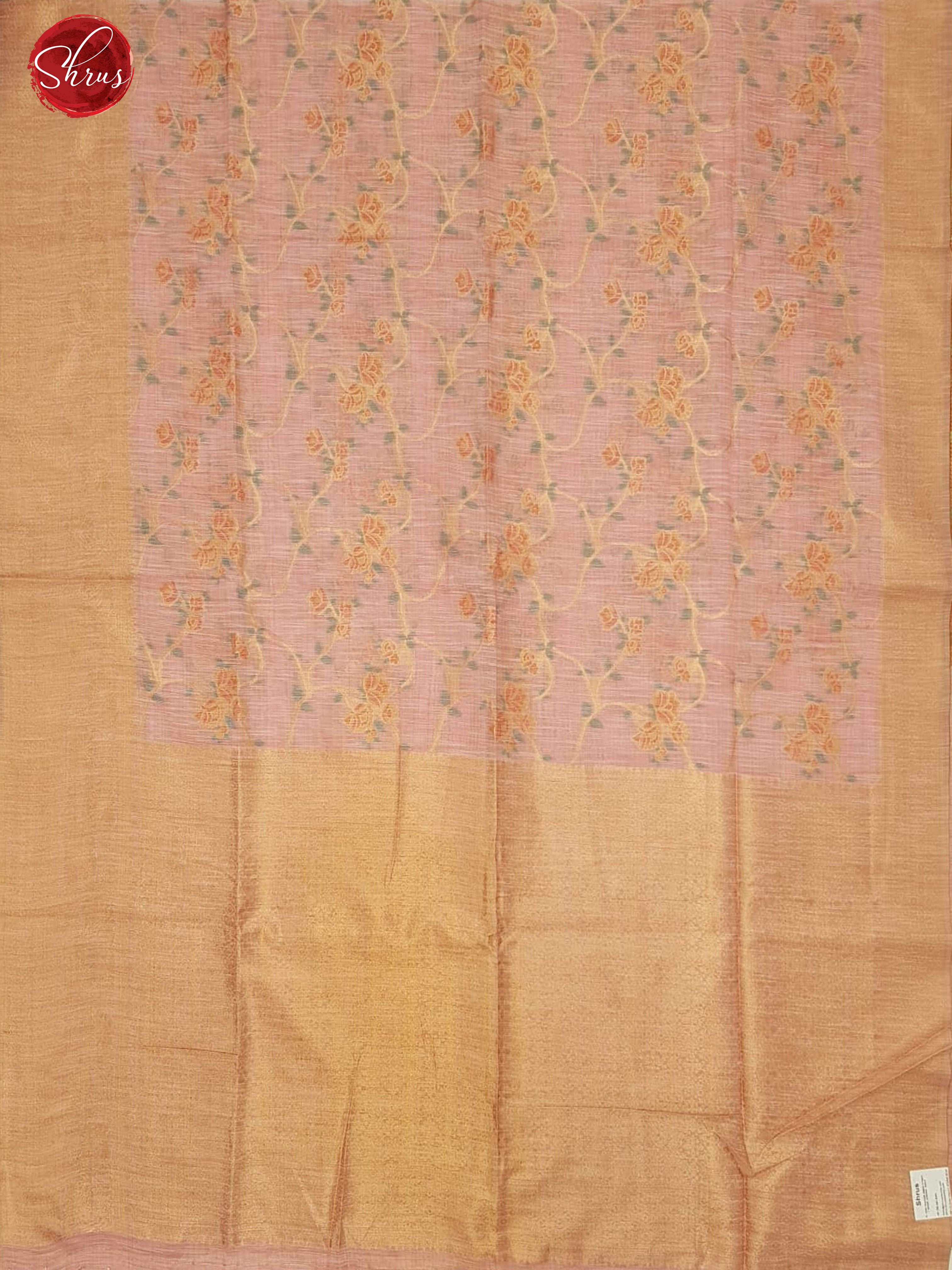 Pink(Single Tone)-Art Linen with zari woven floral print , brocade on the body &Zari Border - Shop on ShrusEternity.com