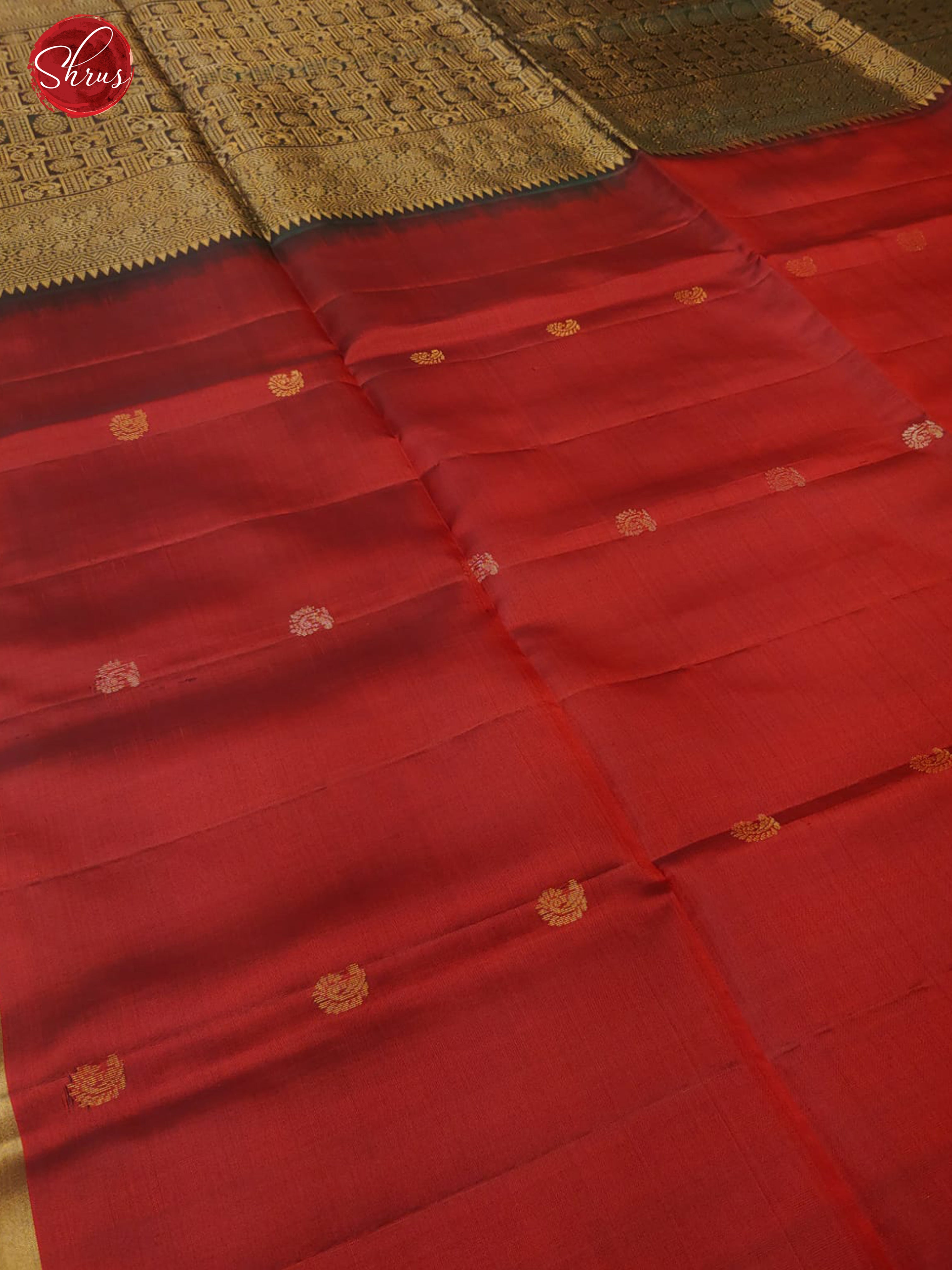 Maroon & Green - Soft Silk with zari buttas on the body & Contrast Zari Border - Shop on ShrusEternity.com