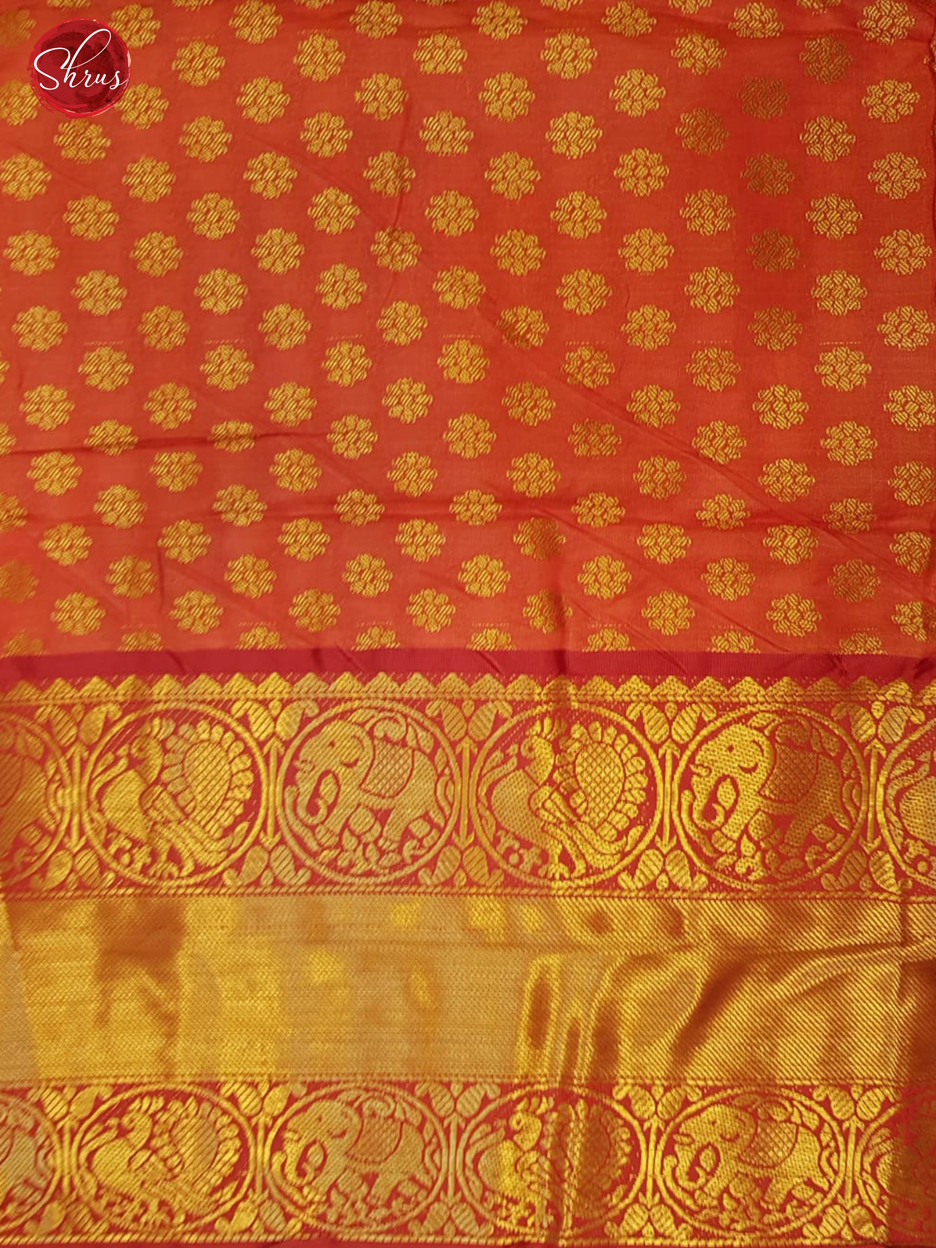 Yellow & Orange - Semi Dupion with floral print on the body & Contrast zari Border - Shop on ShrusEternity.com