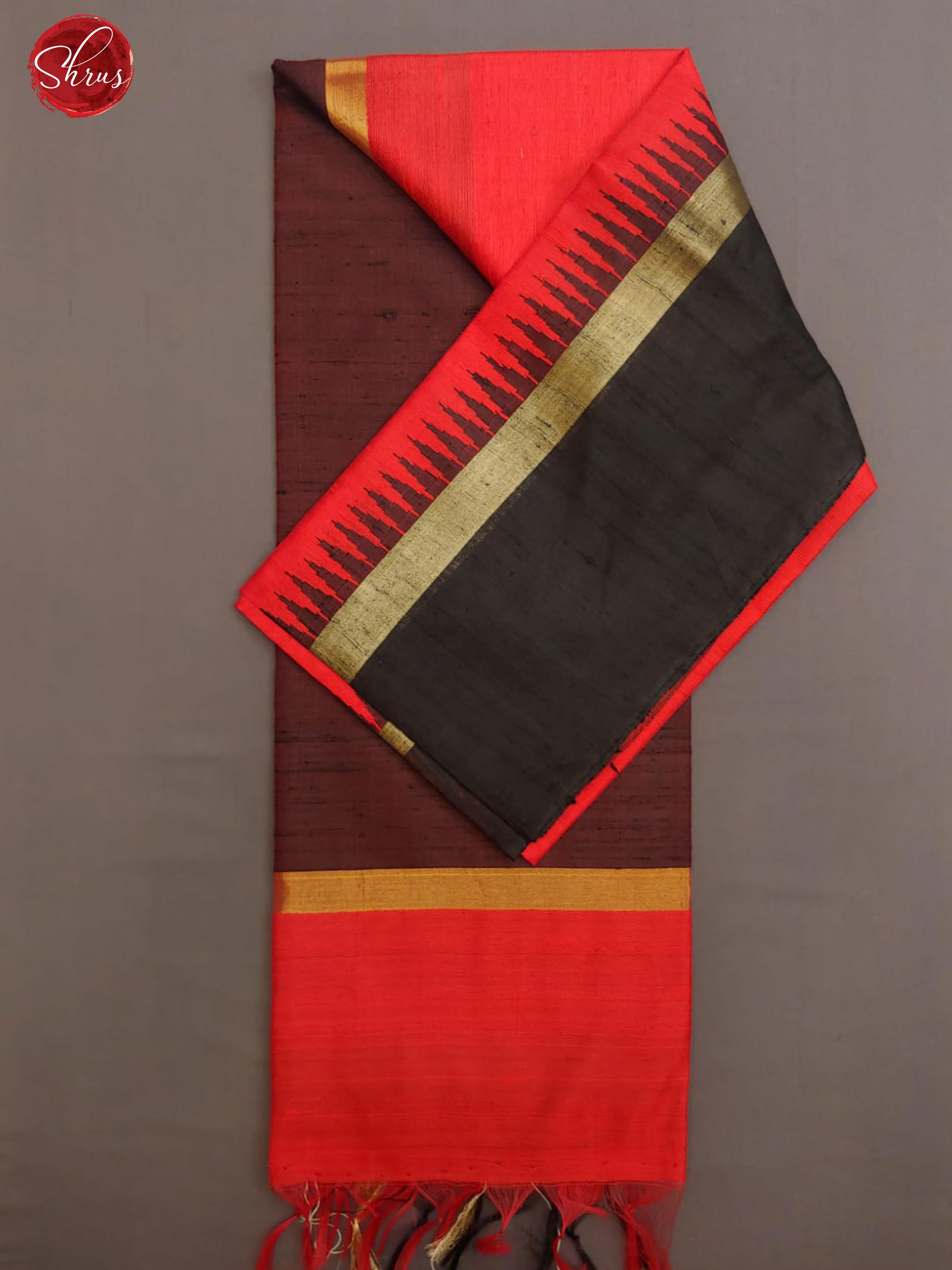 Red & Black - Raw Silk with plain body & Contrast Border - Shop on ShrusEternity.com