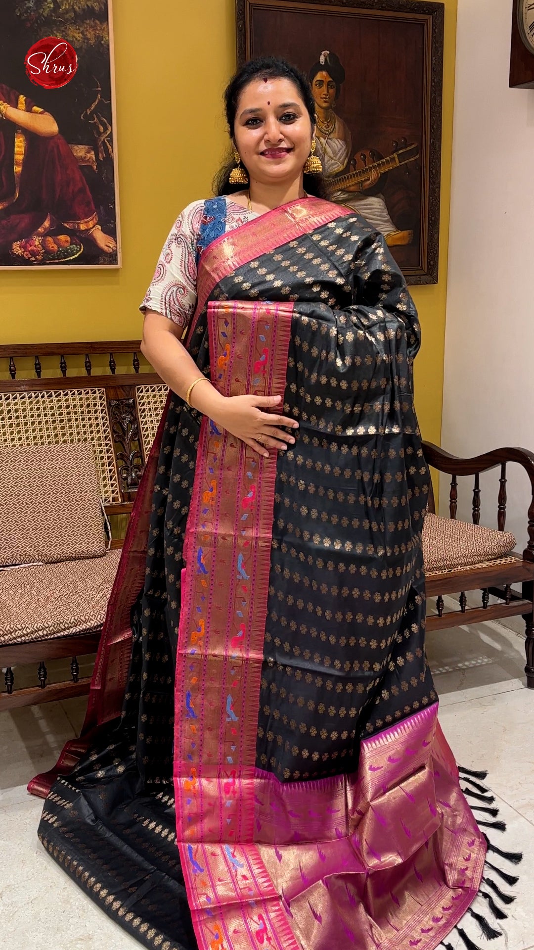 Black and Purple - Semi Banarasi - Shop on ShrusEternity.com