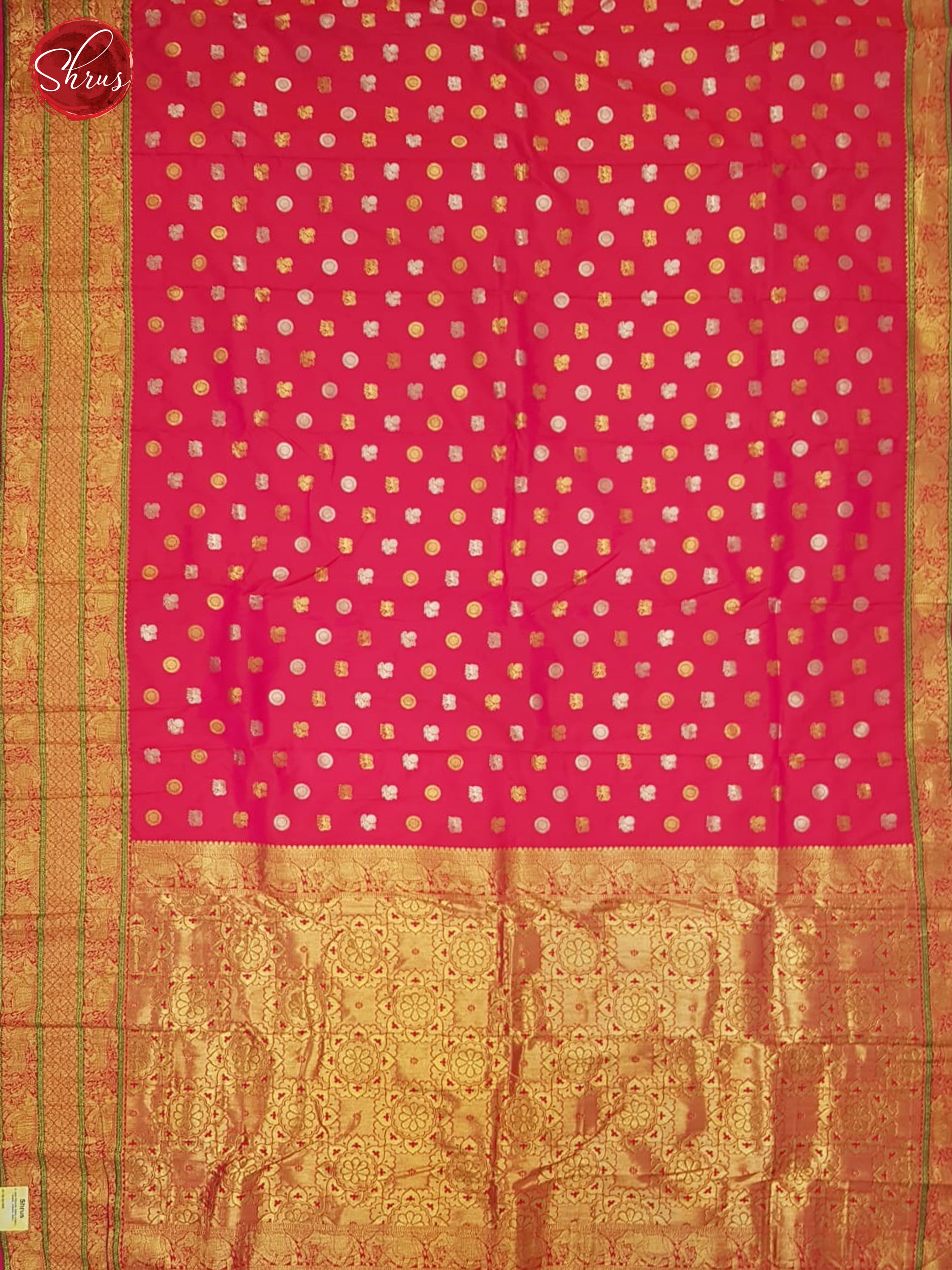 Pink(Single Tone)- Semi Kanchipuram with Zari woven peacock , elephant , floral buttas on the body & Zari Border - Shop on ShrusEternity.com