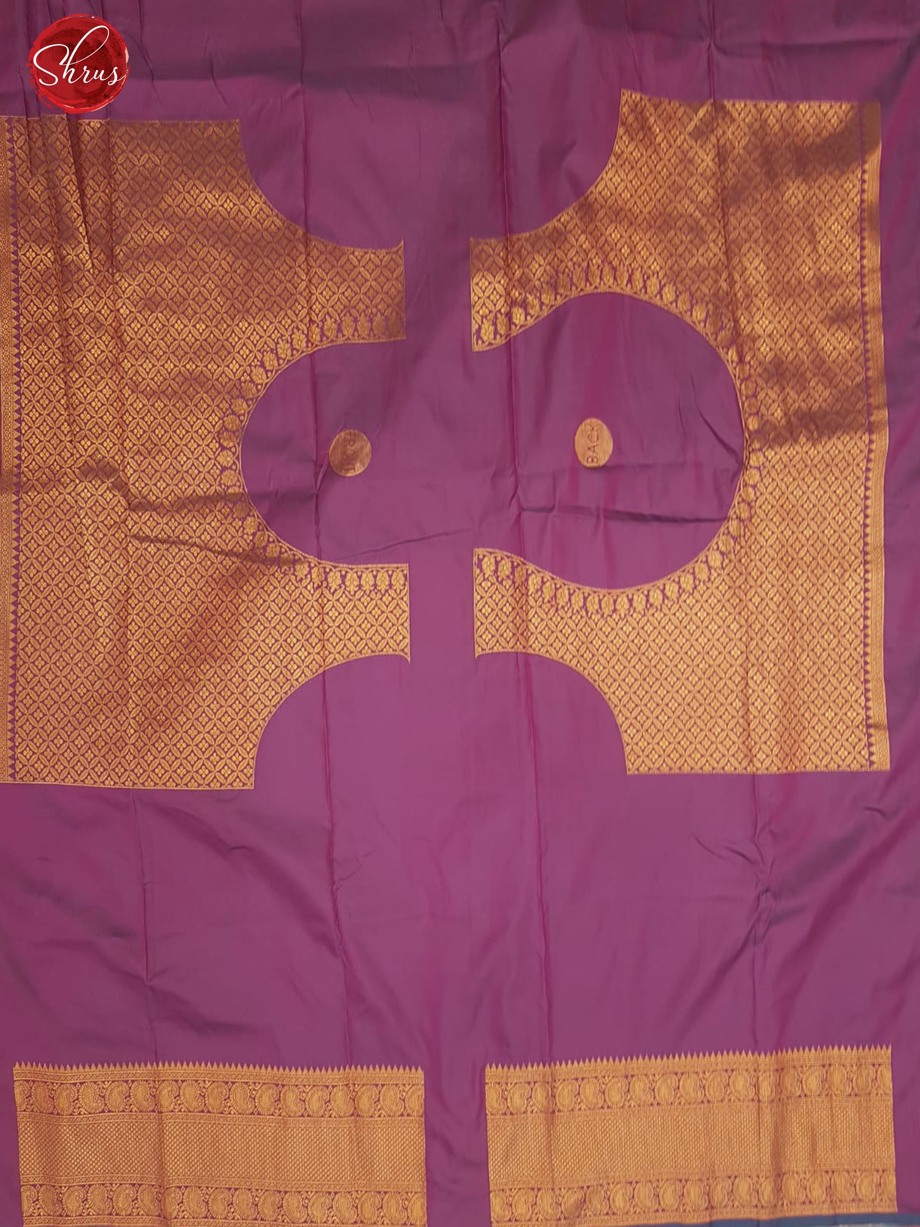 Blue & Pink- Semi Kanchipuram Silk with gold, silver zari woven swan motifs, self jacquard on the body & Contrast zari border - Shop on ShrusEternity.com