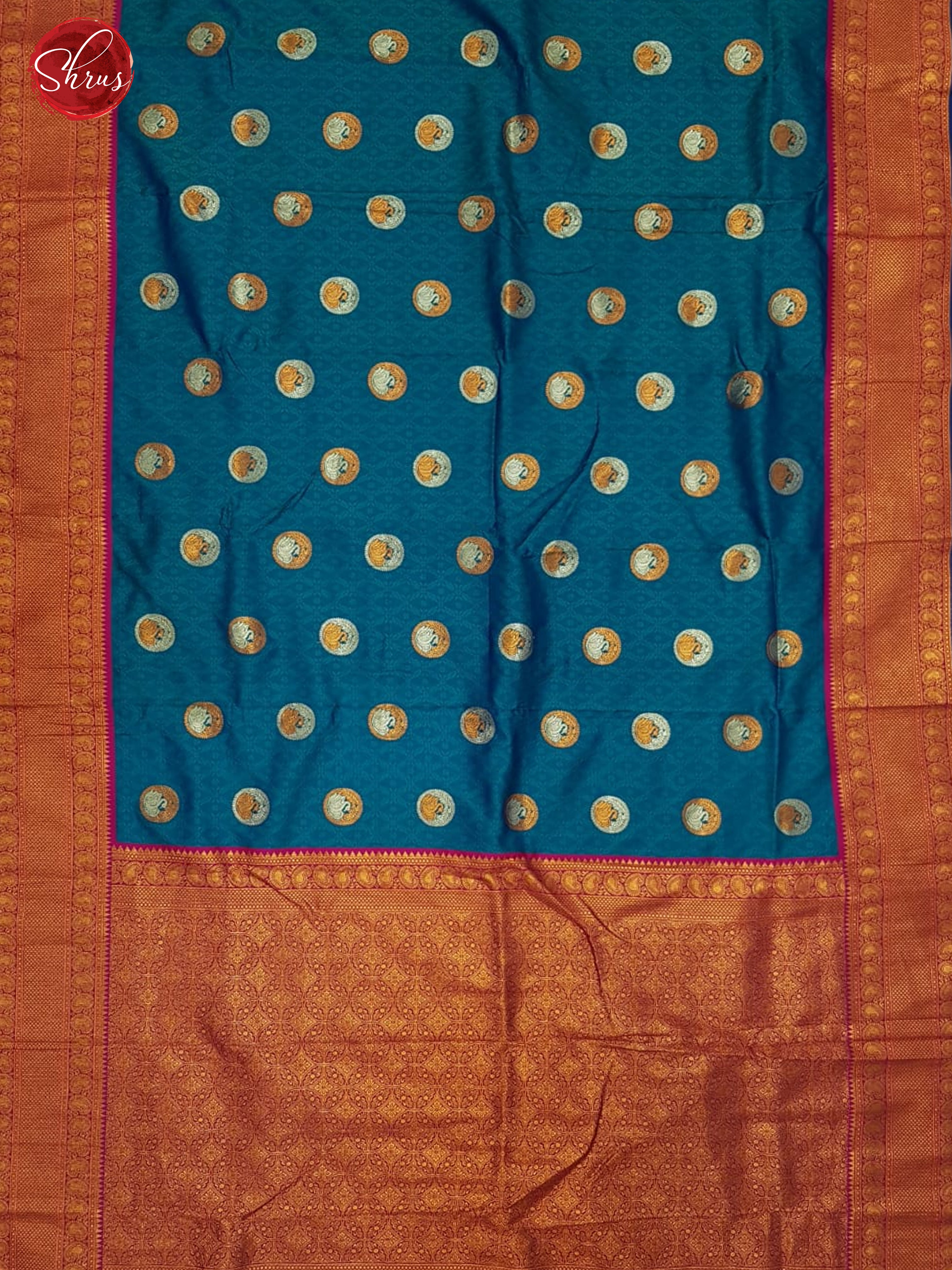 Blue & Pink -Semi Kanchipuram with Zari woven swan motifs , self jacquard on the body & Zari Border - Shop on ShrusEternity.com