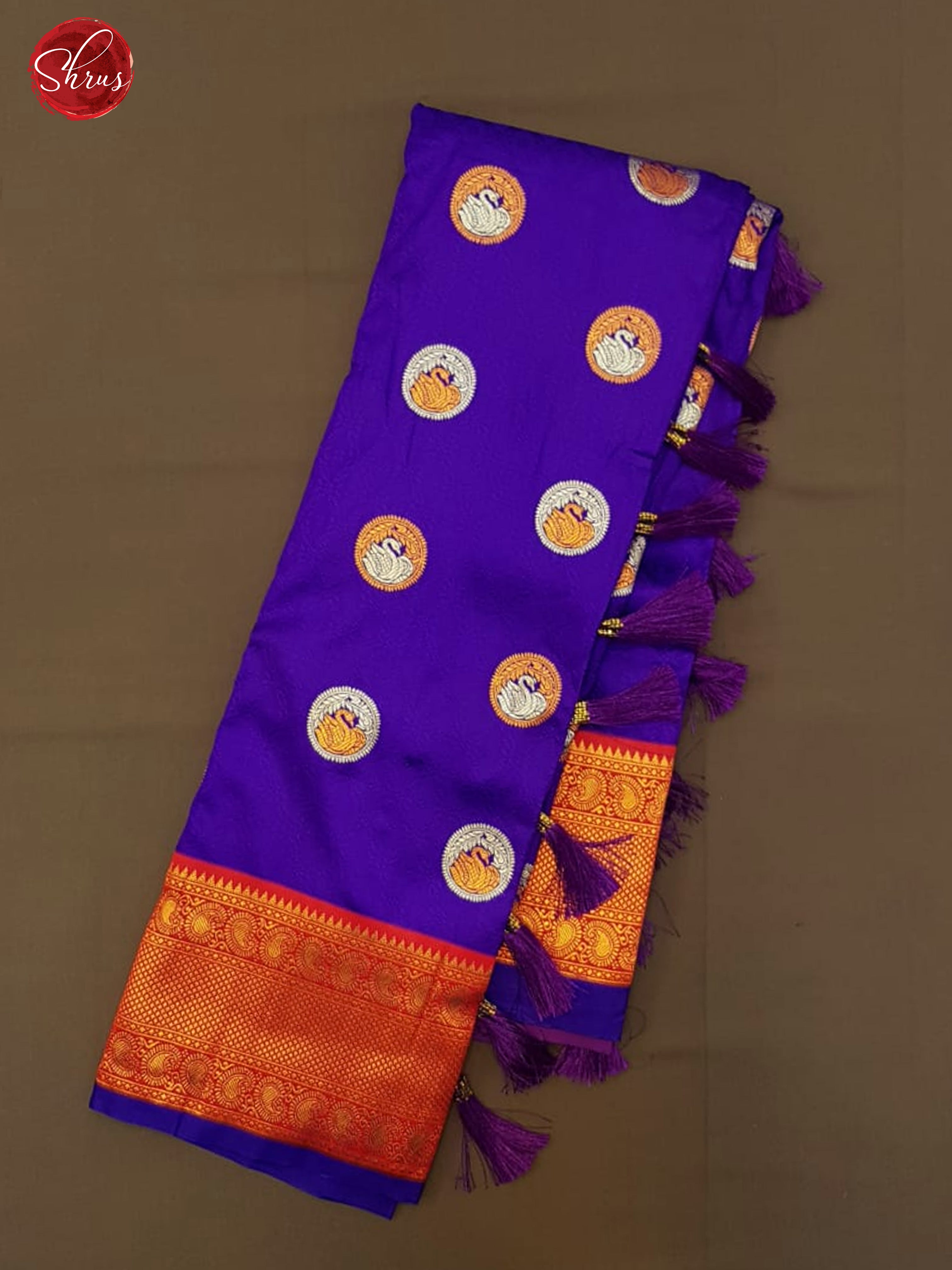 Purple & Pink - Semi Kanchipuram with Zari woven swan motifs on the body & Zari Border - Shop on ShrusEternity.com