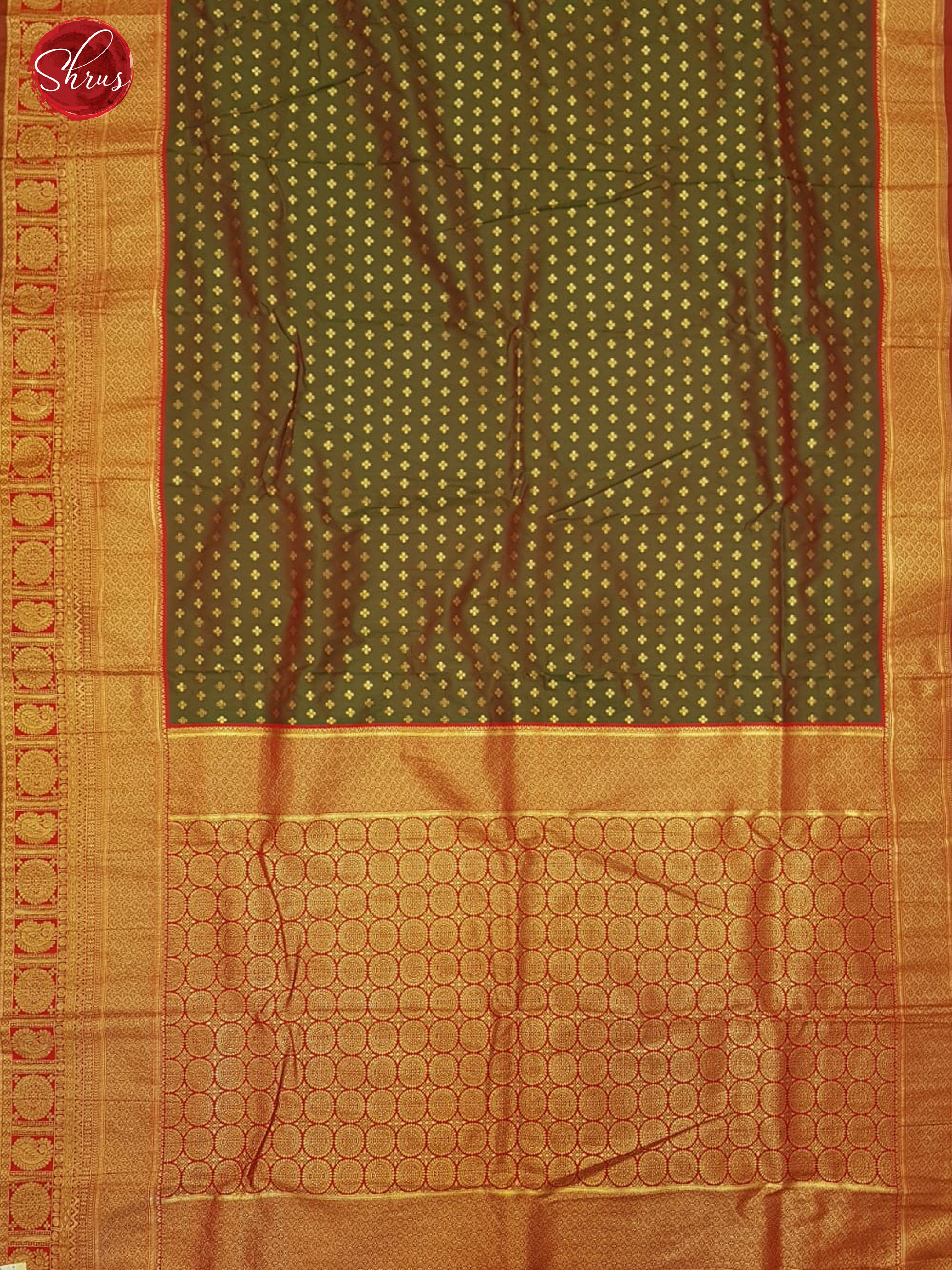 Green & Red - Semi Kanchipuram with Zari woven buttas on the body & Zari Border - Shop on ShrusEternity.com