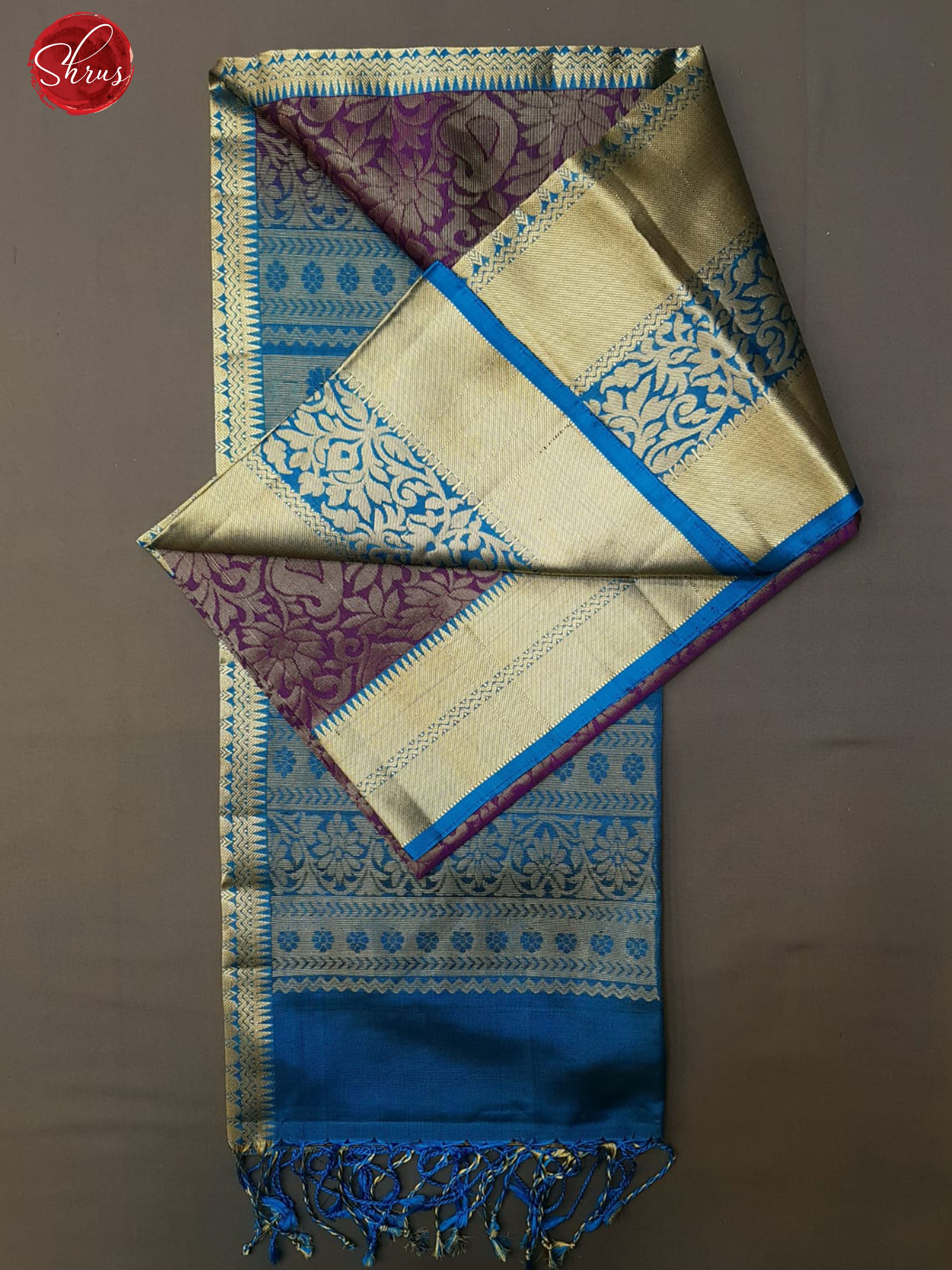 Purple & Blue- Soft Silk with zari woven floral brocade on the body & Contrast Zari Border - Shop on ShrusEternity.com