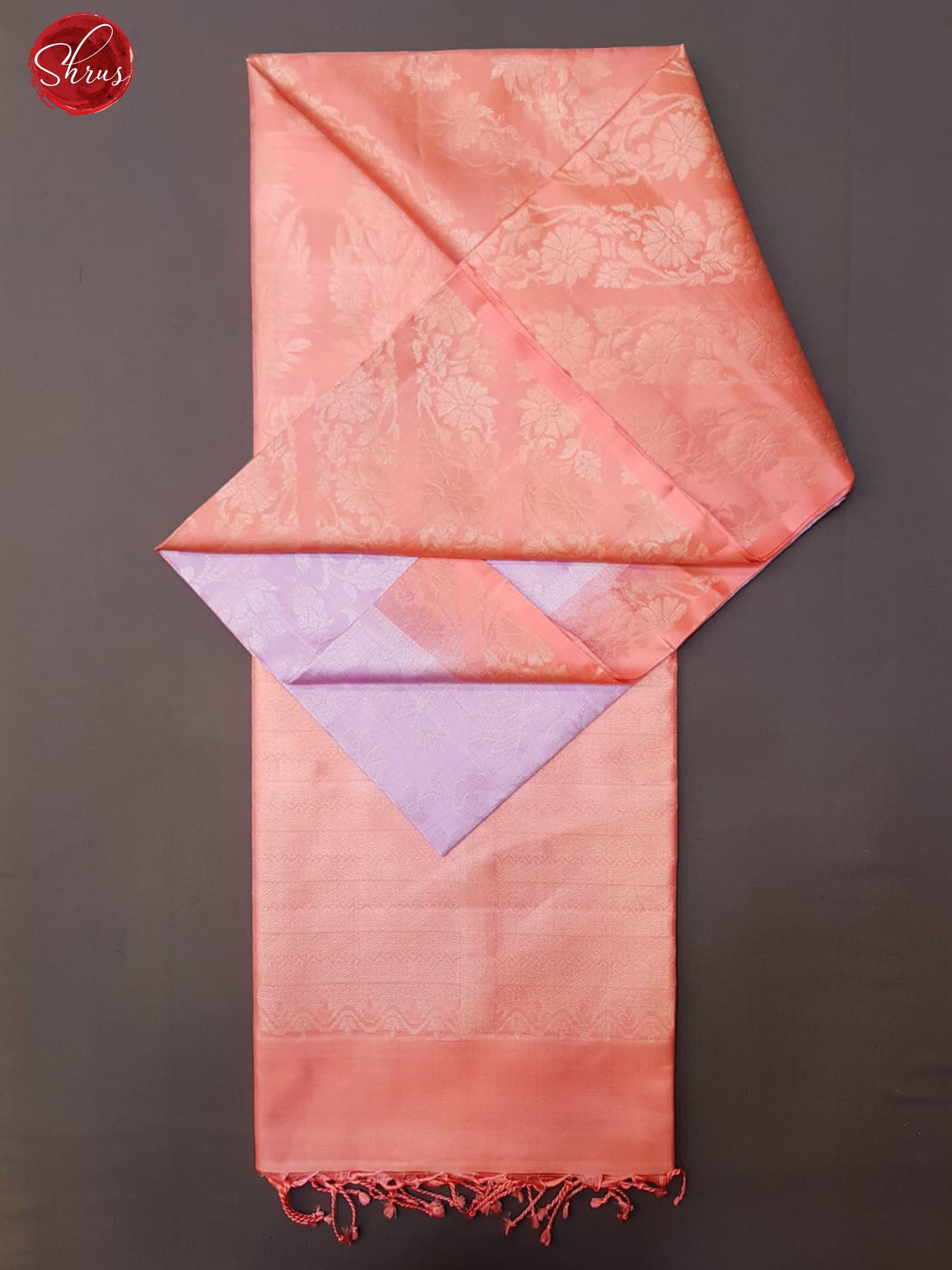 Lavender & Peach- Soft Silk with zari woven floral nestling brocade on the body & Contrast zari border - Shop on ShrusEternity.com